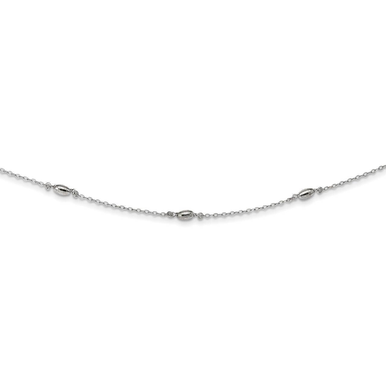 Diamond-cut Oval Beads with 3 inch Extender Choker Sterling Silver Rhodium-plated QG5334-12, MPN: Q…