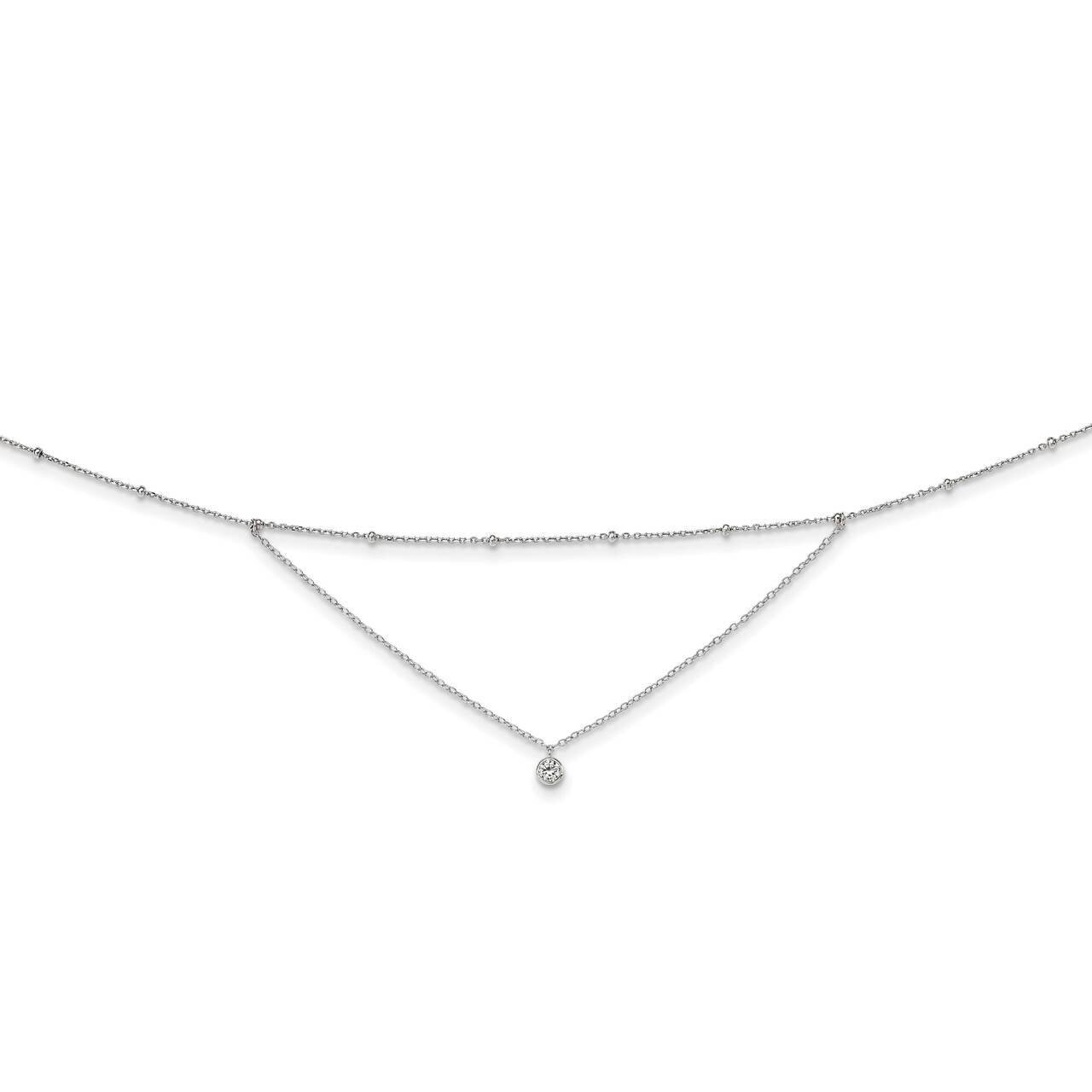 Beads with 4 inch Extender Choker Sterling Silver Rhodium-plated CZ Diamond QG5341-12