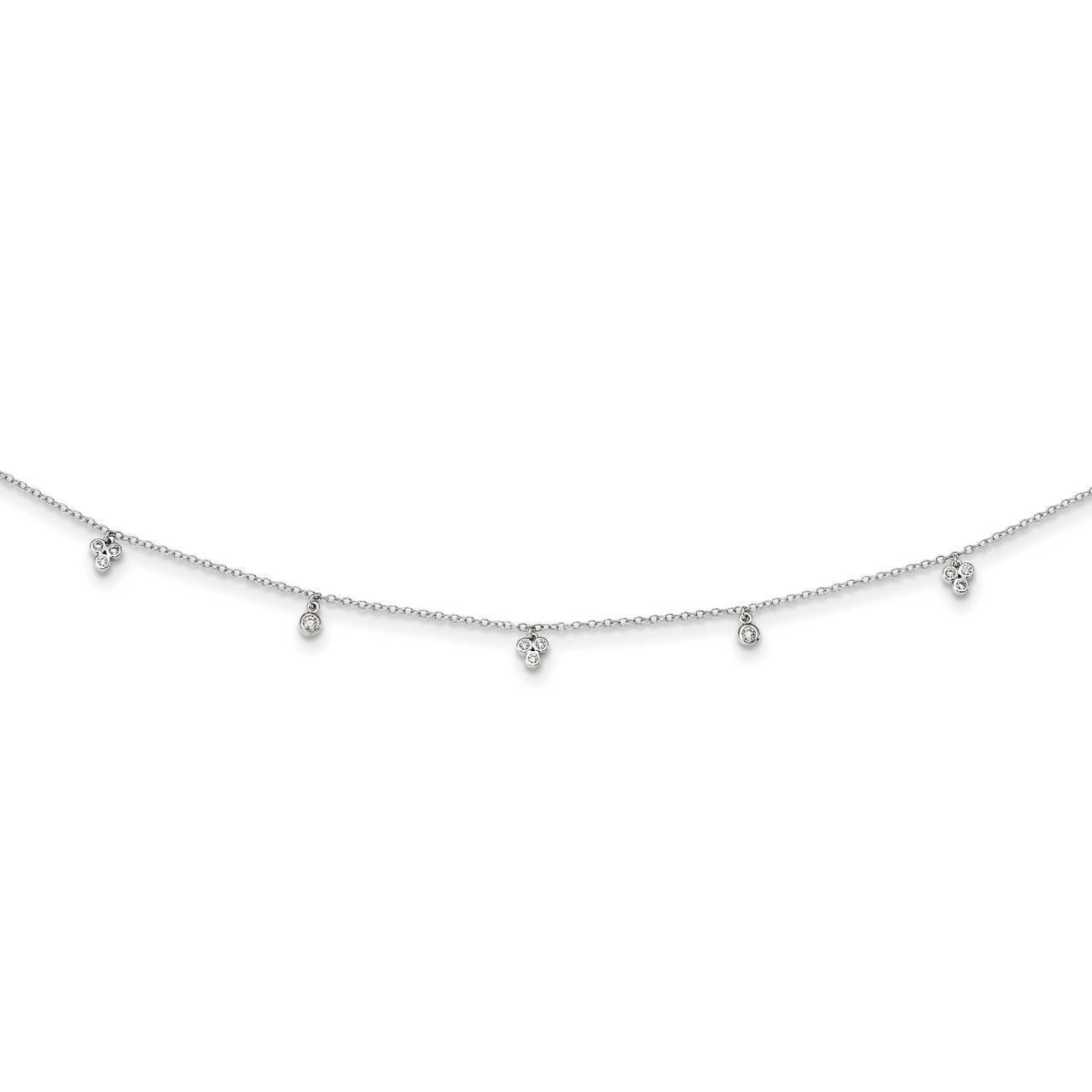 12.5in with 2 inch Extender Choker Necklace Sterling Silver Rhodium-plated CZ Diamond QG5342-12.5, …