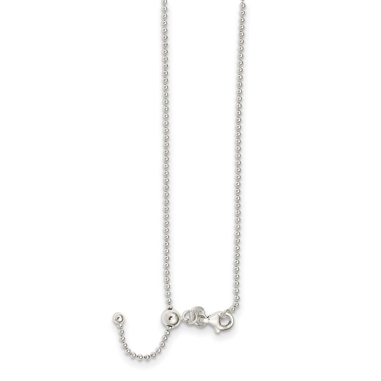 Beaded Adjustable Necklace Sterling Silver Polished QG5349-24, MPN: QG5349-24, 886774049137