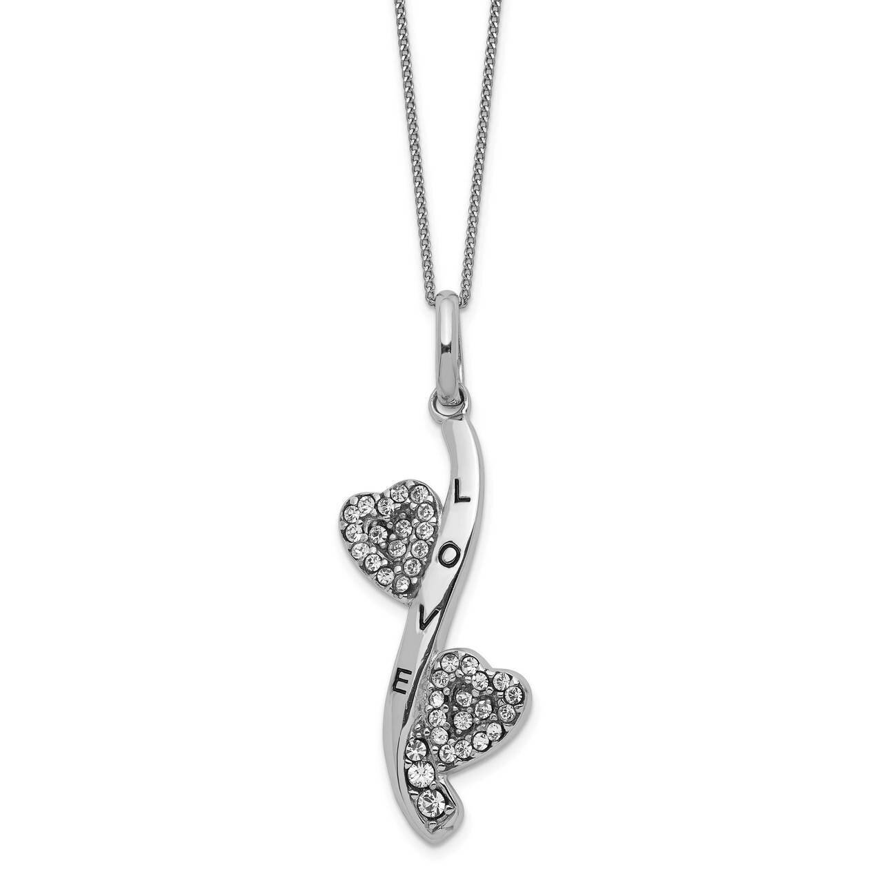Enamel &amp; Crystal Love Hearts Necklace Sterling Silver QG5397-18, MPN: QG5397-18, 886774099385