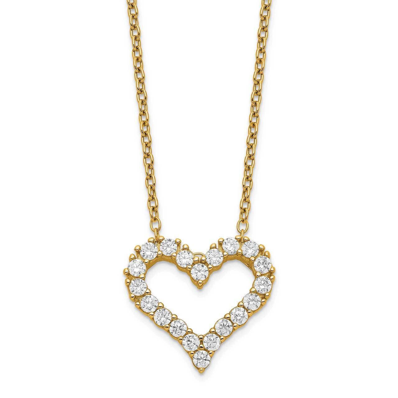 Heart with 2 inch Extender Necklace Sterling Silver Gold-tone CZ Diamond QG5400-16, MPN: QG5400-16,…