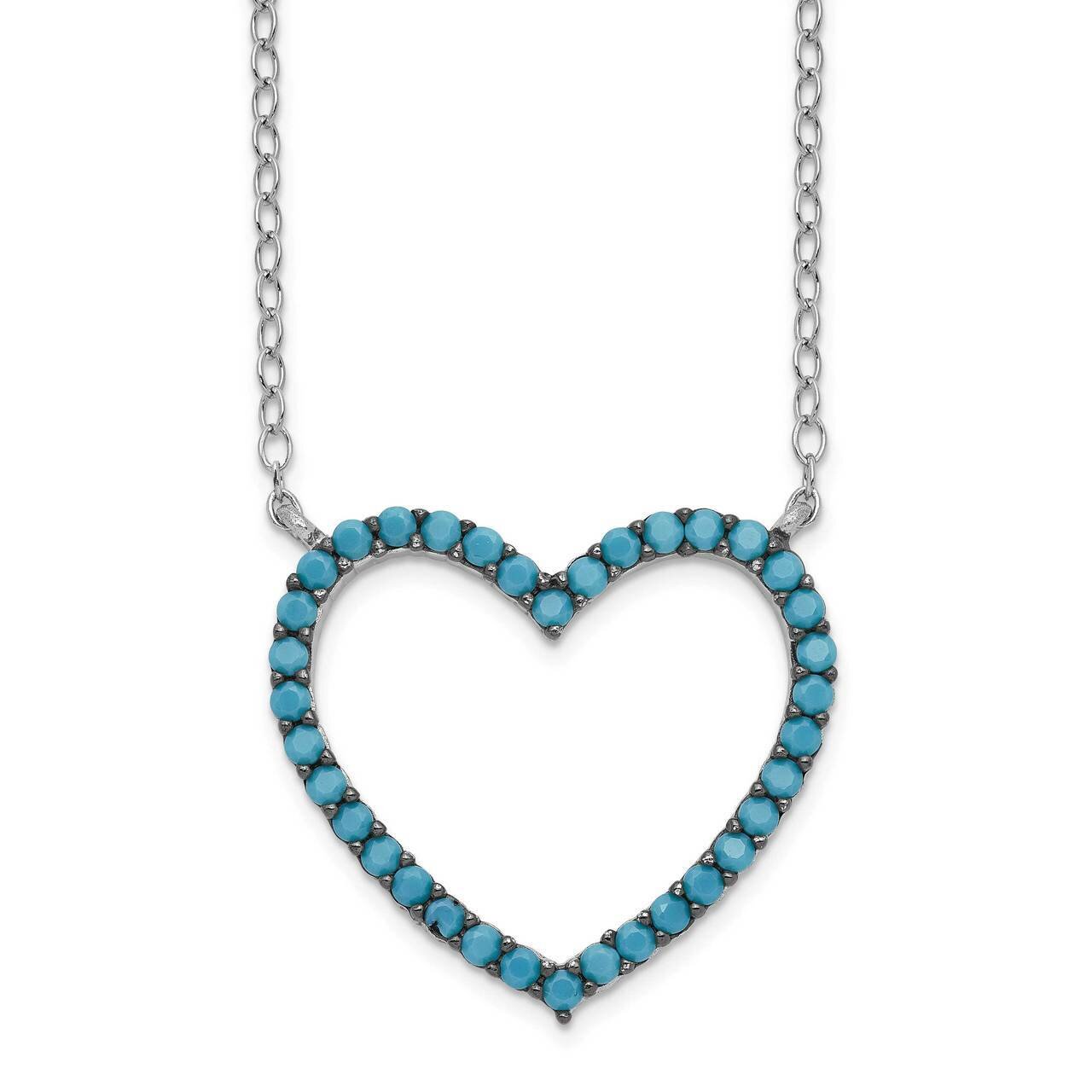 Sterling Silver Rhod/Blk Rhod-plated Crystal Heart with 2 inch Extender Necklace Sterling Silver Rh…