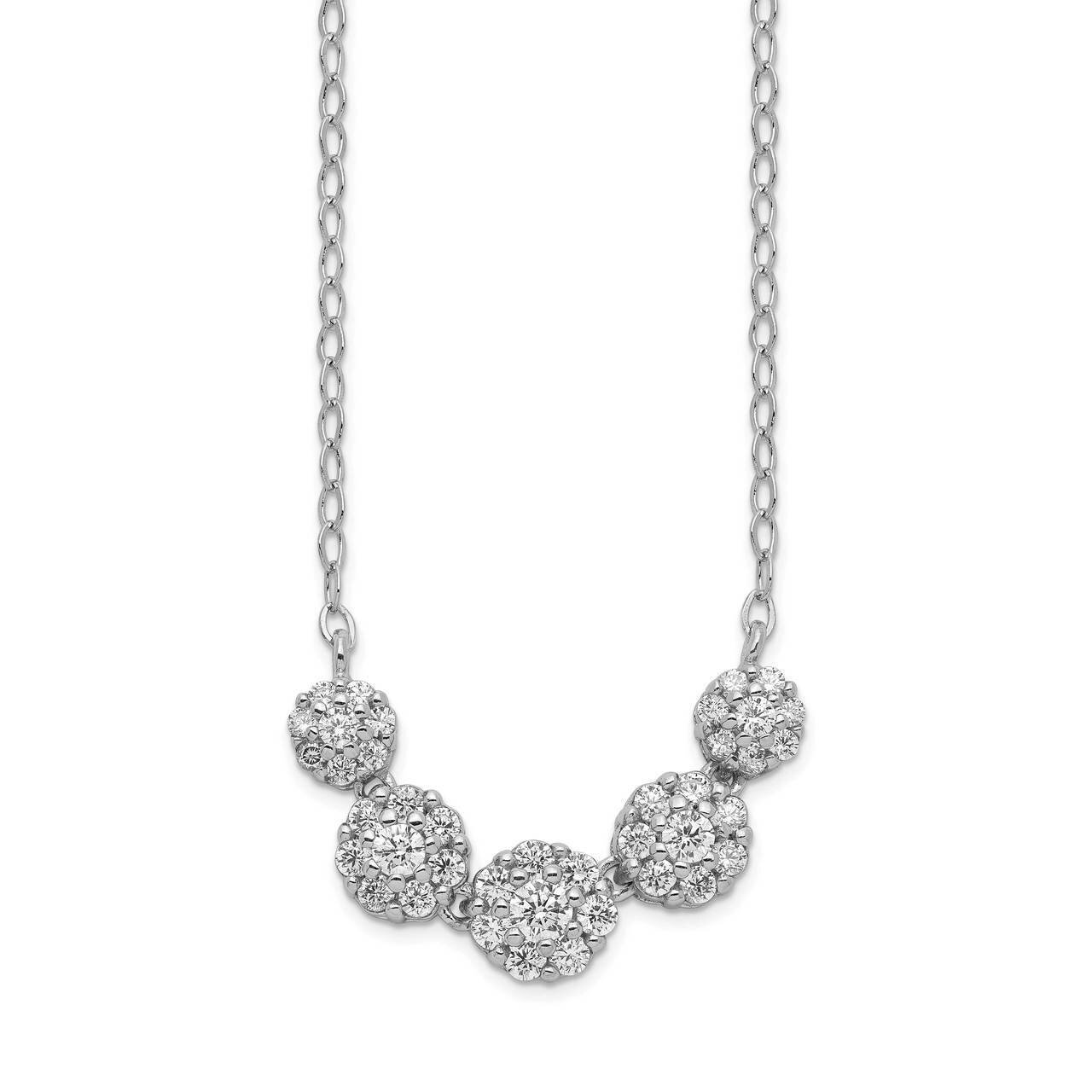 5-CZ Diamond Circles with 2 inch Extender Necklace Sterling Silver Rhodium-plated QG5418-16.5, MPN:…