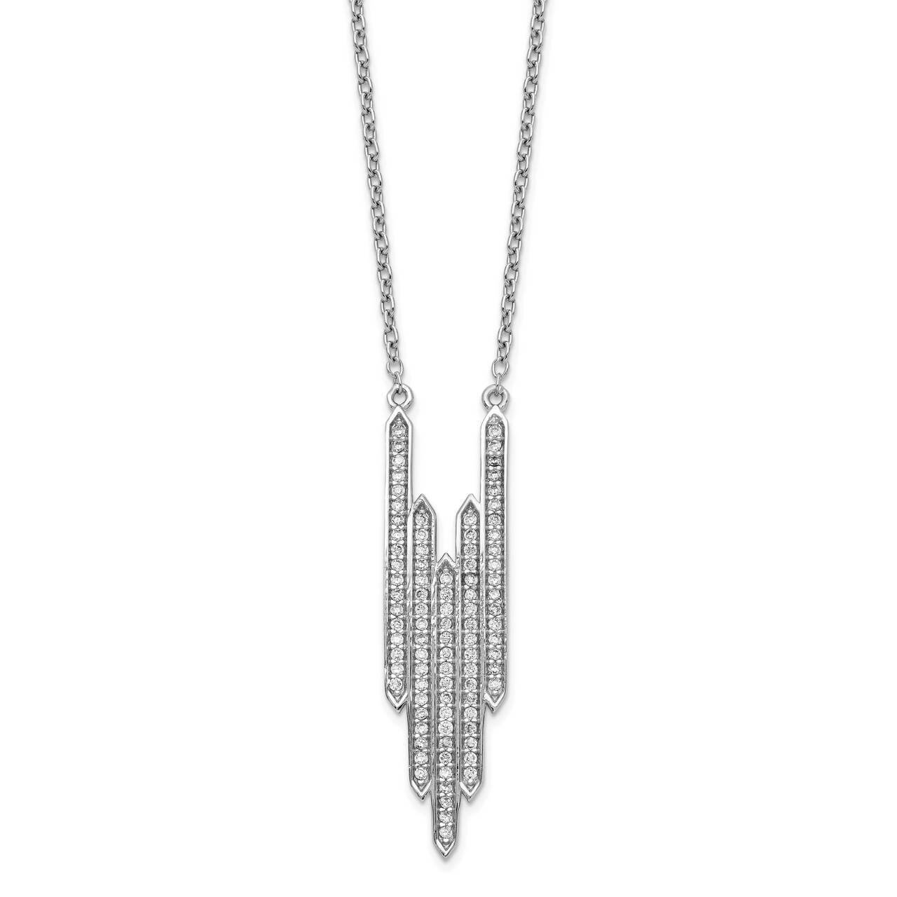 Bars with 1 inch Extender Necklace Sterling Silver Rhodium-plated CZ Diamond QG5419-16, MPN: QG5419…