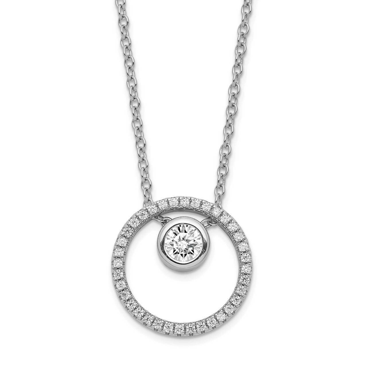 Circle with 1 Inch Extender. Necklace Sterling Silver Rhodium-plated CZ Diamond QG5455-16, MPN: QG5…