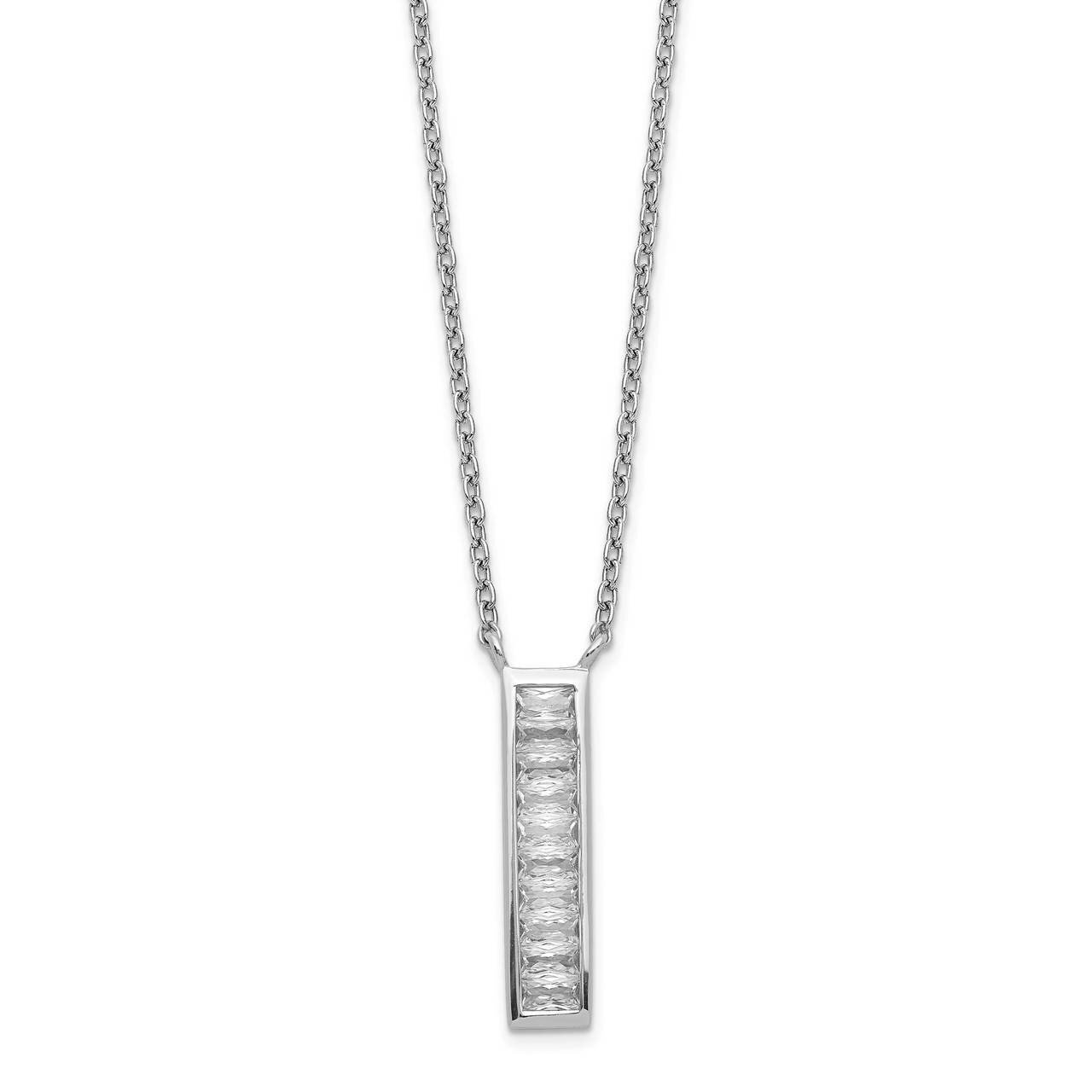 Necklace Sterling Silver Rhodium Plated CZ Diamond QG5497-17.5