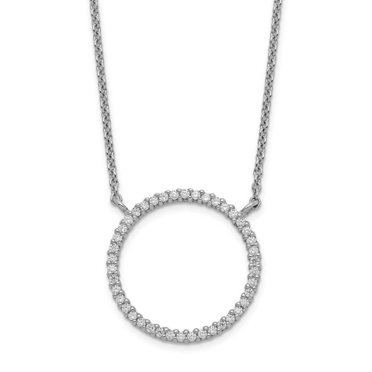 Circle Necklace Sterling Silver CZ Diamond QG5509-18, MPN: QG5509-18, 886774089942