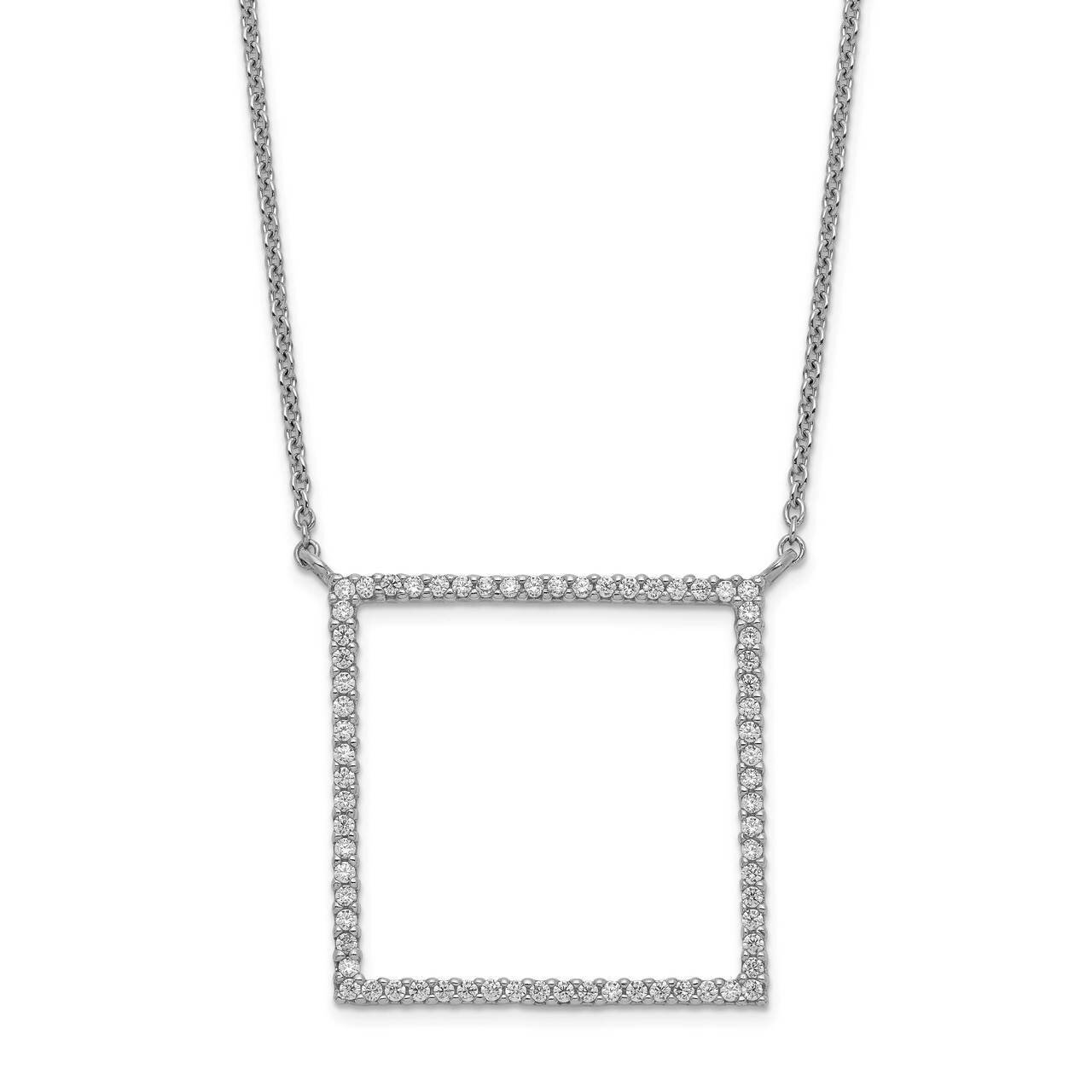 Square Necklace Sterling Silver CZ Diamond QG5510-18