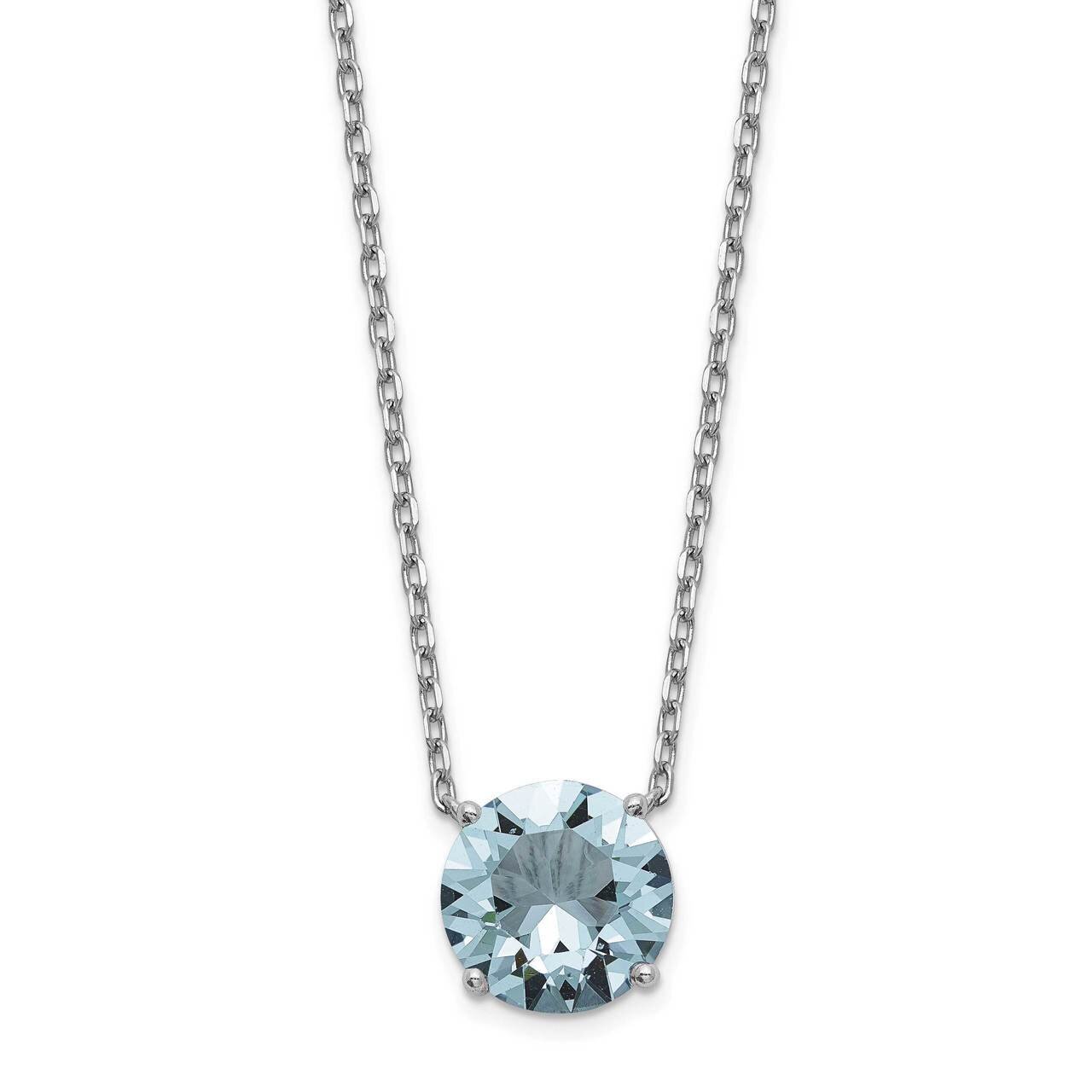 Light Blue Swarovski with 2 inch Extender Necklace Sterling Silver Rhodium-plated QG5528-16.5