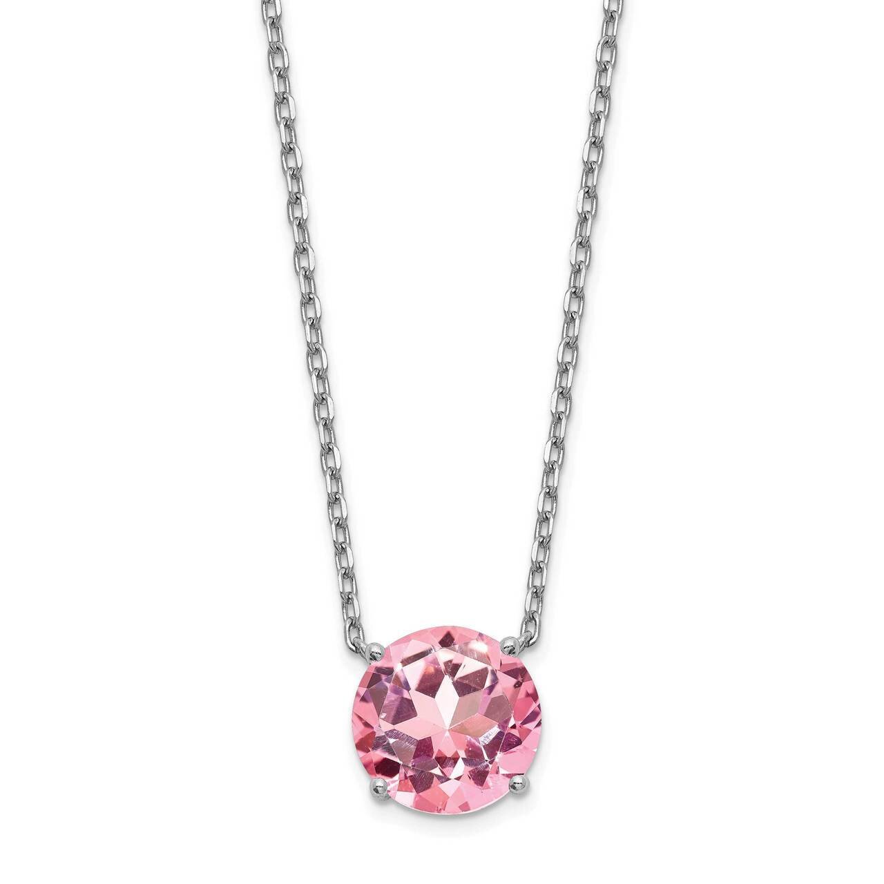 Light Pink Swarovski with 2 inch Extender Necklace Sterling Silver Rhodium-plated QG5529-16.5