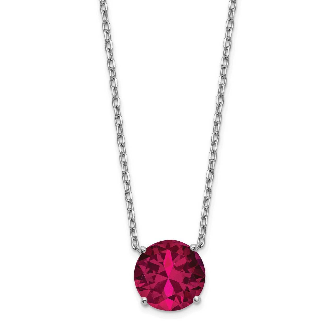 Red Swarovski Crystal with 2 inch Extender Necklace Sterling Silver Rhodium-plated QG5530-16.5, MPN…