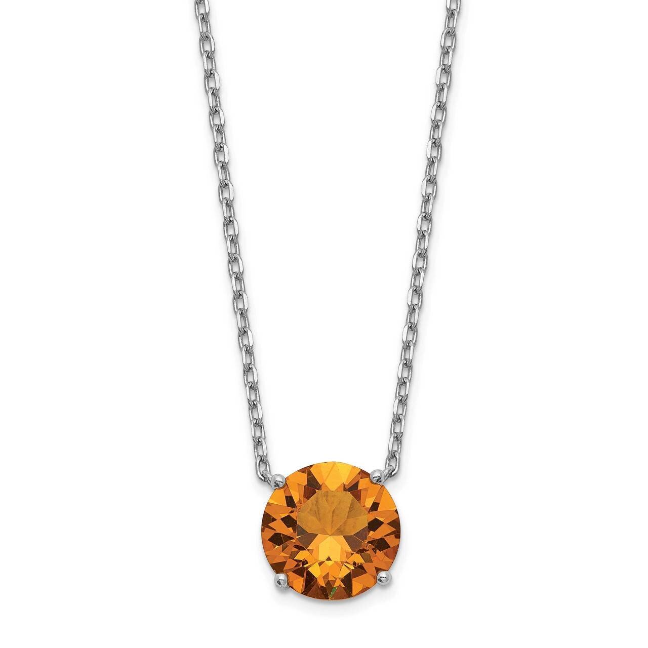 Yellow Swarovski Crystal with 2 inch Extender Necklac Sterling Silver Rhodium-plated QG5534-16.5, M…
