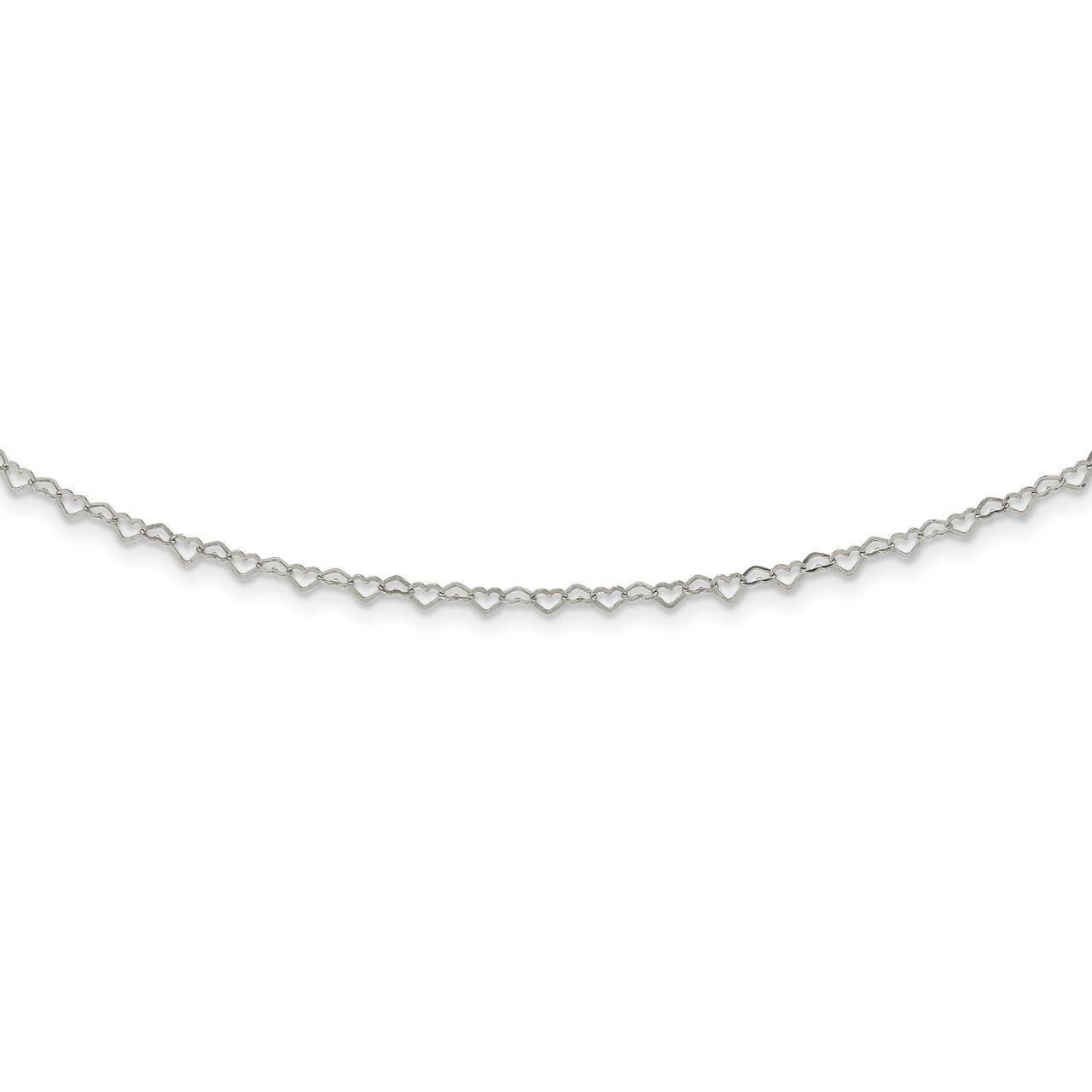 Hearts Link with 4 Inch Extender Choker Sterling Silver Polished QG5572-12, MPN: QG5572-12, 8867740…