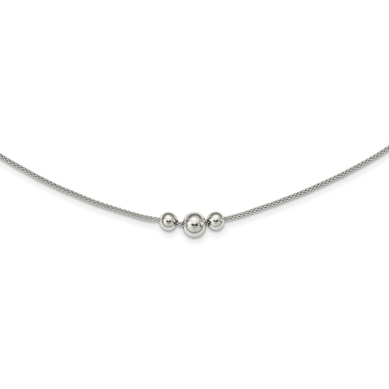 Bead Fancy Link Necklace Sterling Silver Polished QG5576-16