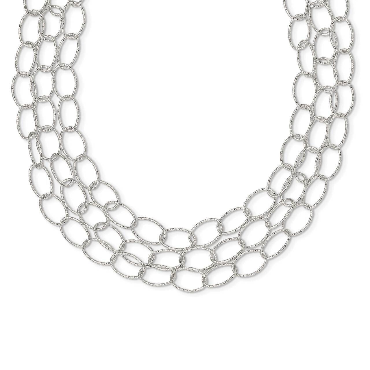 Layered Hammered Fancy Link Necklace Sterling Silver QG5579-18, MPN: QG5579-18, 883957960883