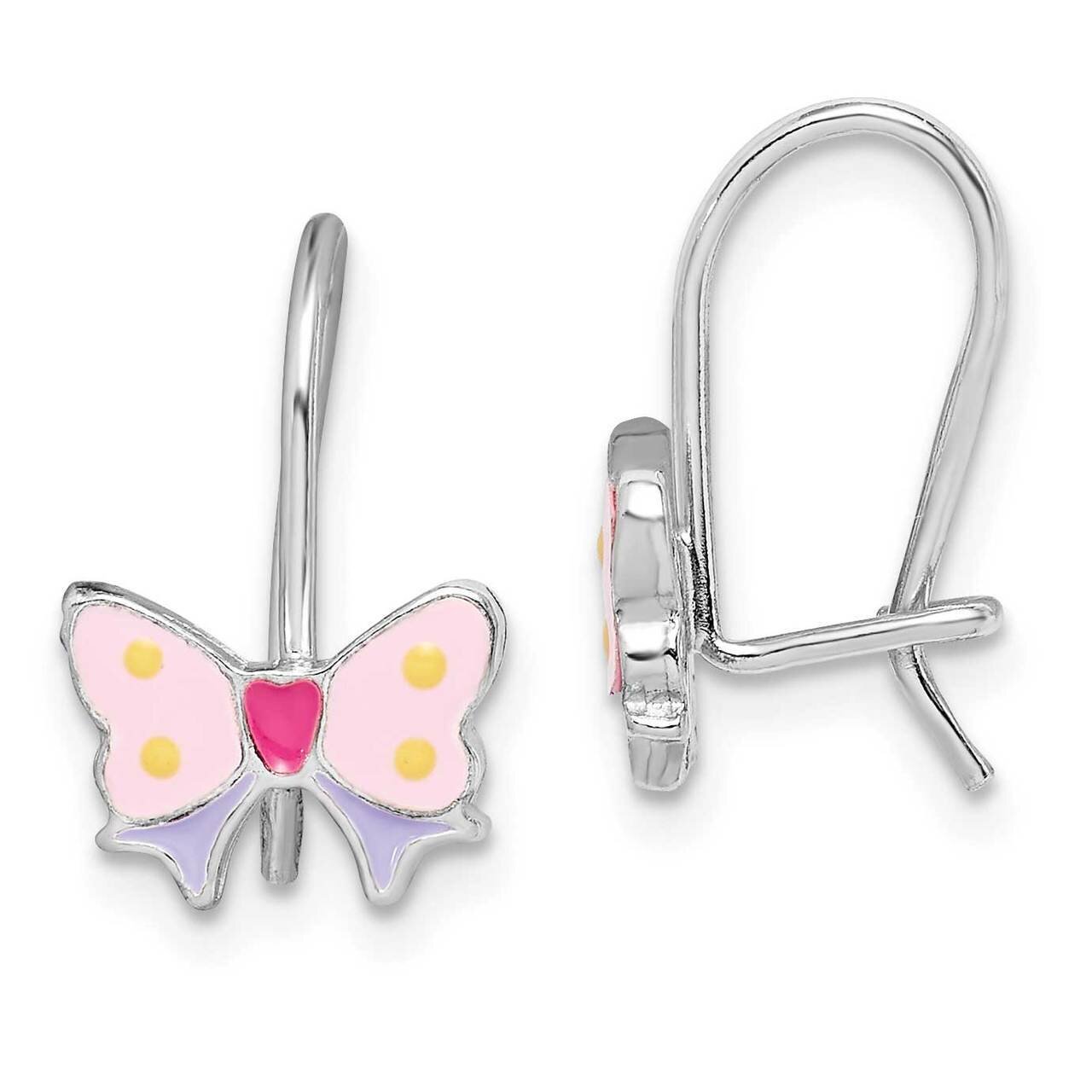 Enameled Butterfly Kidney Wire Earrings Sterling Silver Rhodium-plated QGK174 by Madi K, MPN: QGK17…
