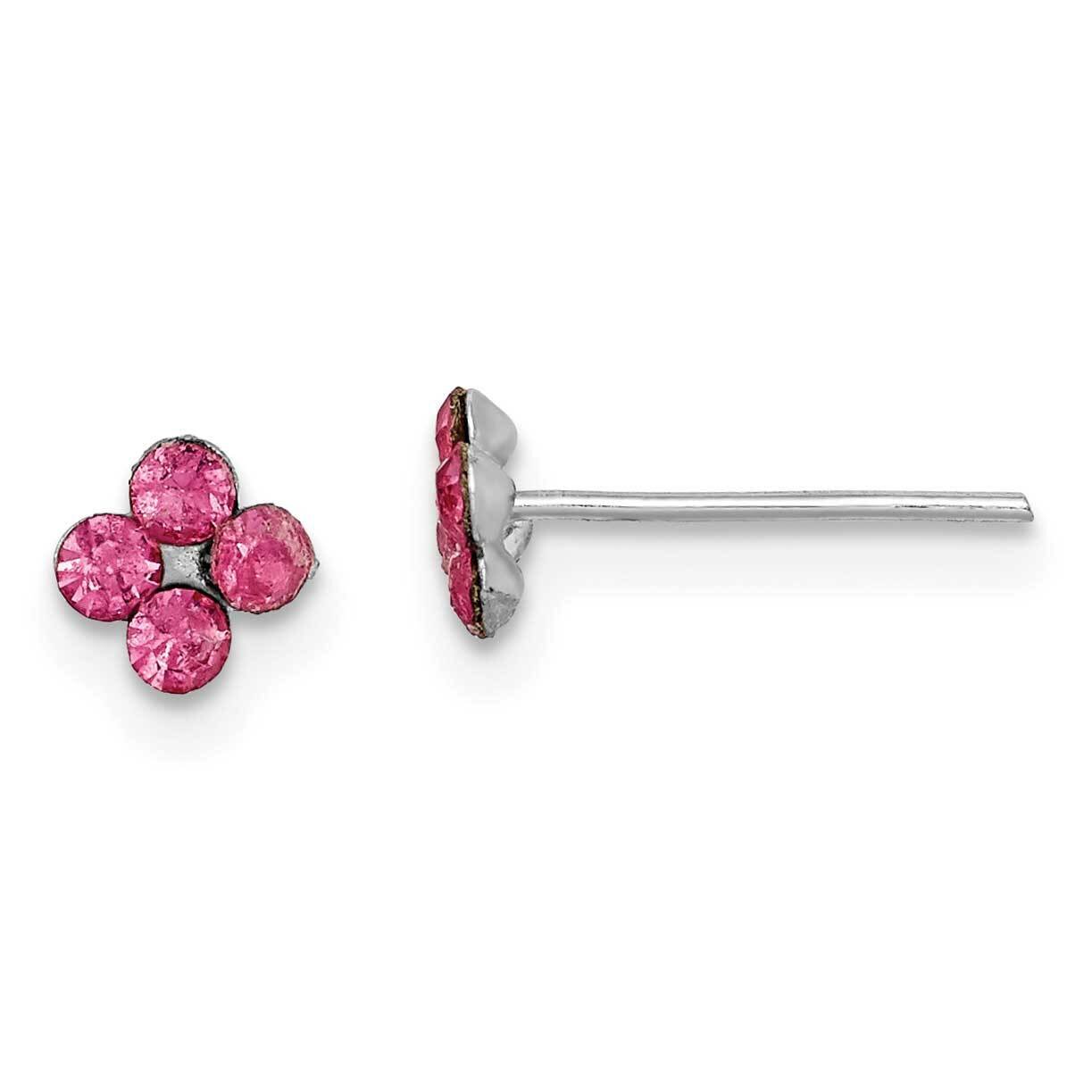 Pink Crystal Post Earrings Sterling Silver Rhodium-plated QGK178 by Madi K, MPN: QGK178, 8839579356…