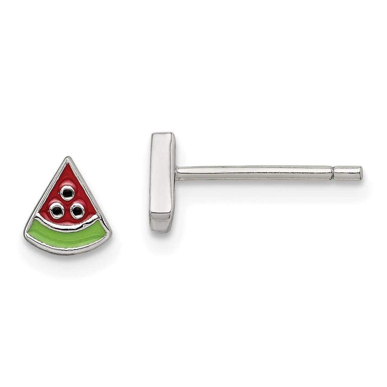 Enameled Watermelon Post Earrings Sterling Silver QGK185 by Madi K, MPN: QGK185, 886774119922