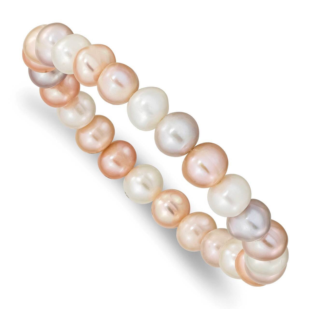 8-9mm White/Pink/Purple Stretch Bracelet Freshwater Pear QH5465, MPN: QH5465, 886774024066