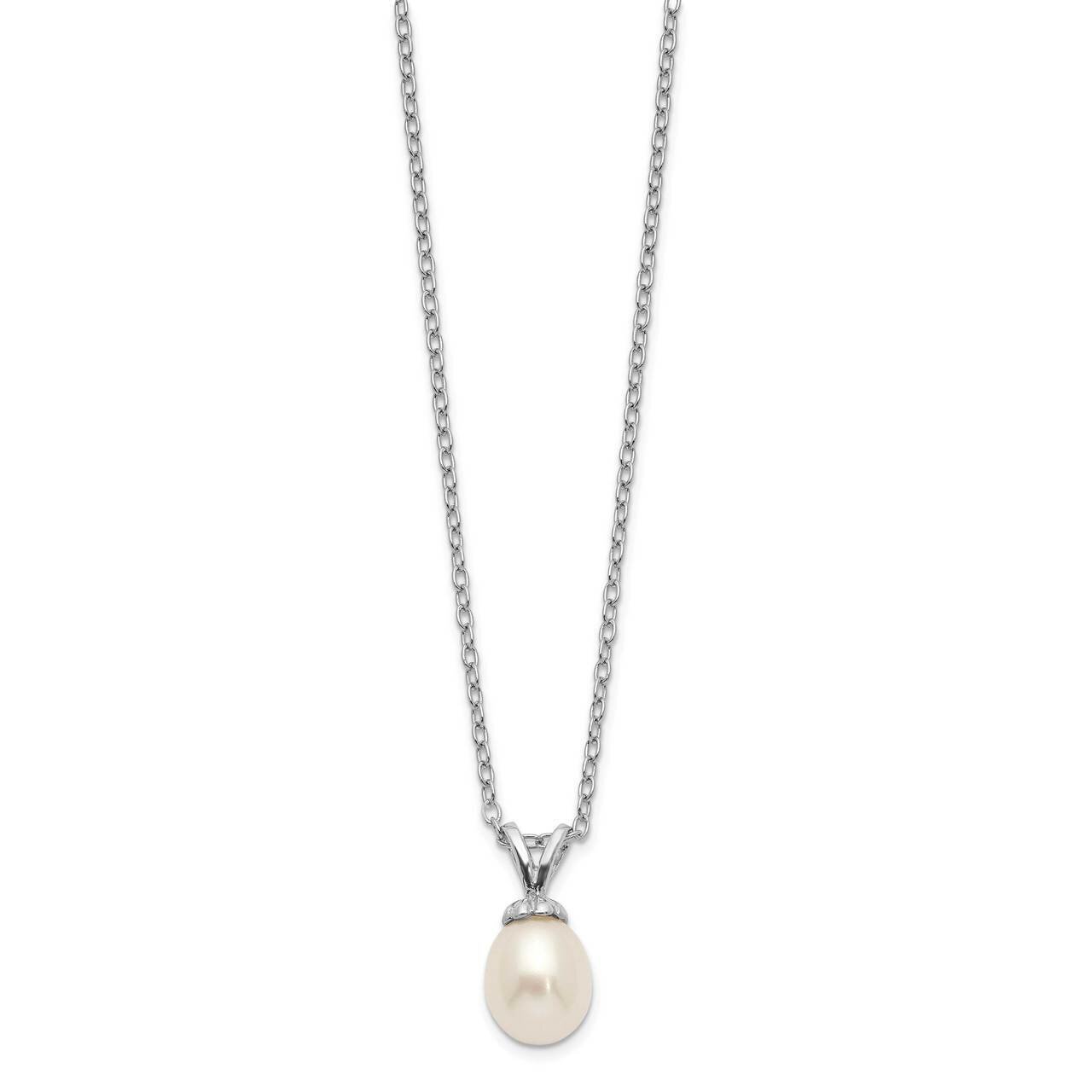 White Rice 6-7mm Freshwater Cultured Pearl Necklace Sterling Silver Rhodium Plated QH5468-14 by Mad…