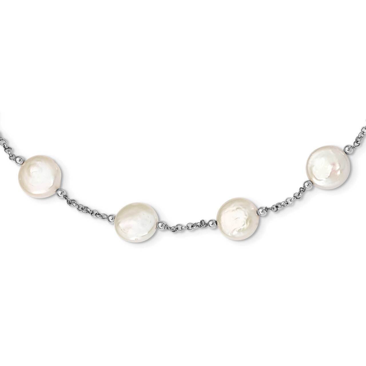 12-13mm White Coin Freshwater Cultured Pearl 13-station Necklace Sterling Silver QH5534-18, MPN: QH…
