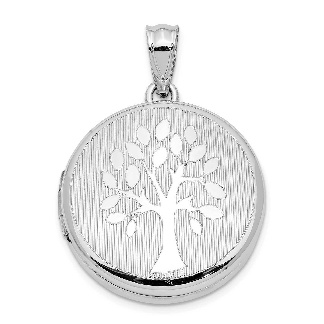 20mm Grooved &amp; Polished Tree Round Locket Sterling Silver QLS921, MPN: QLS921, 886774113470
