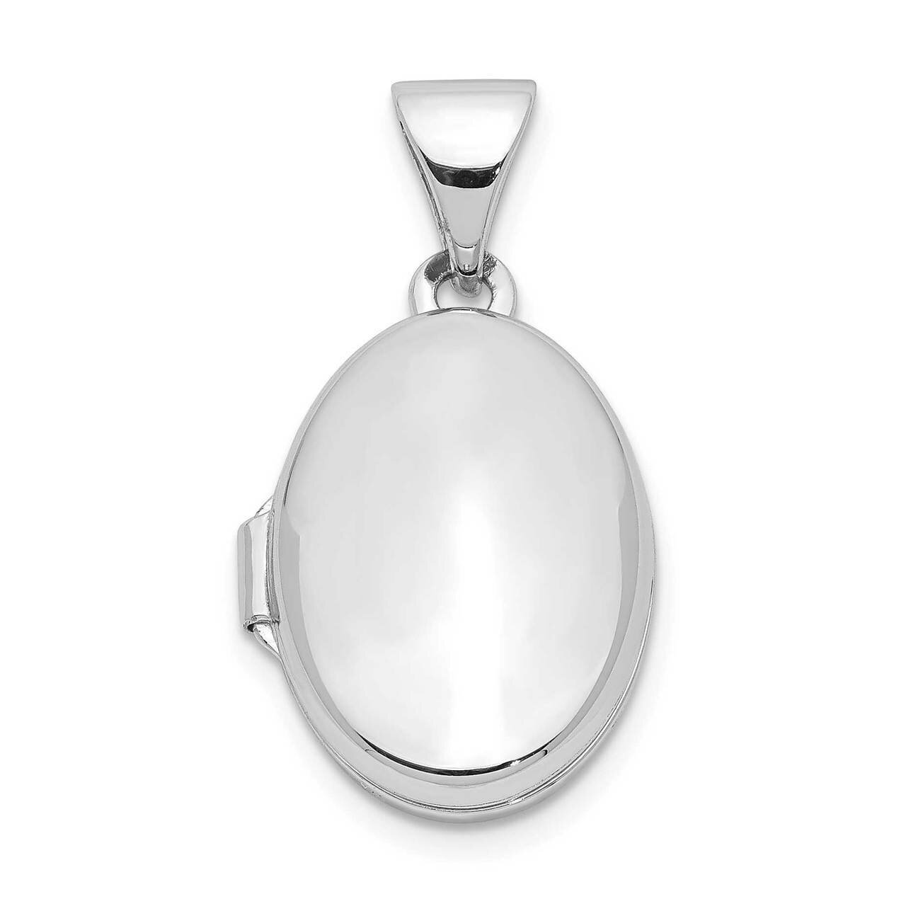 14mm Domed Oval Locket Sterling Silver Rhodium-plated QLS930