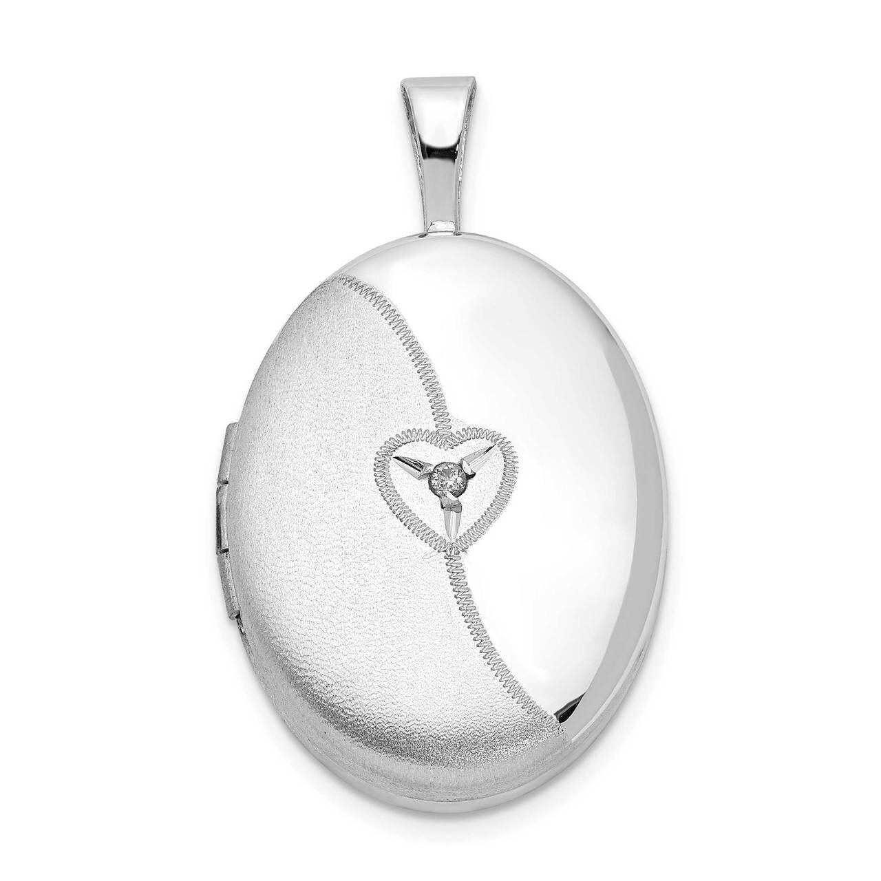 19mm Diamond Brushed and Polished Heart Oval Locket Sterling Silver QLS933, MPN: QLS933, 8867740820…