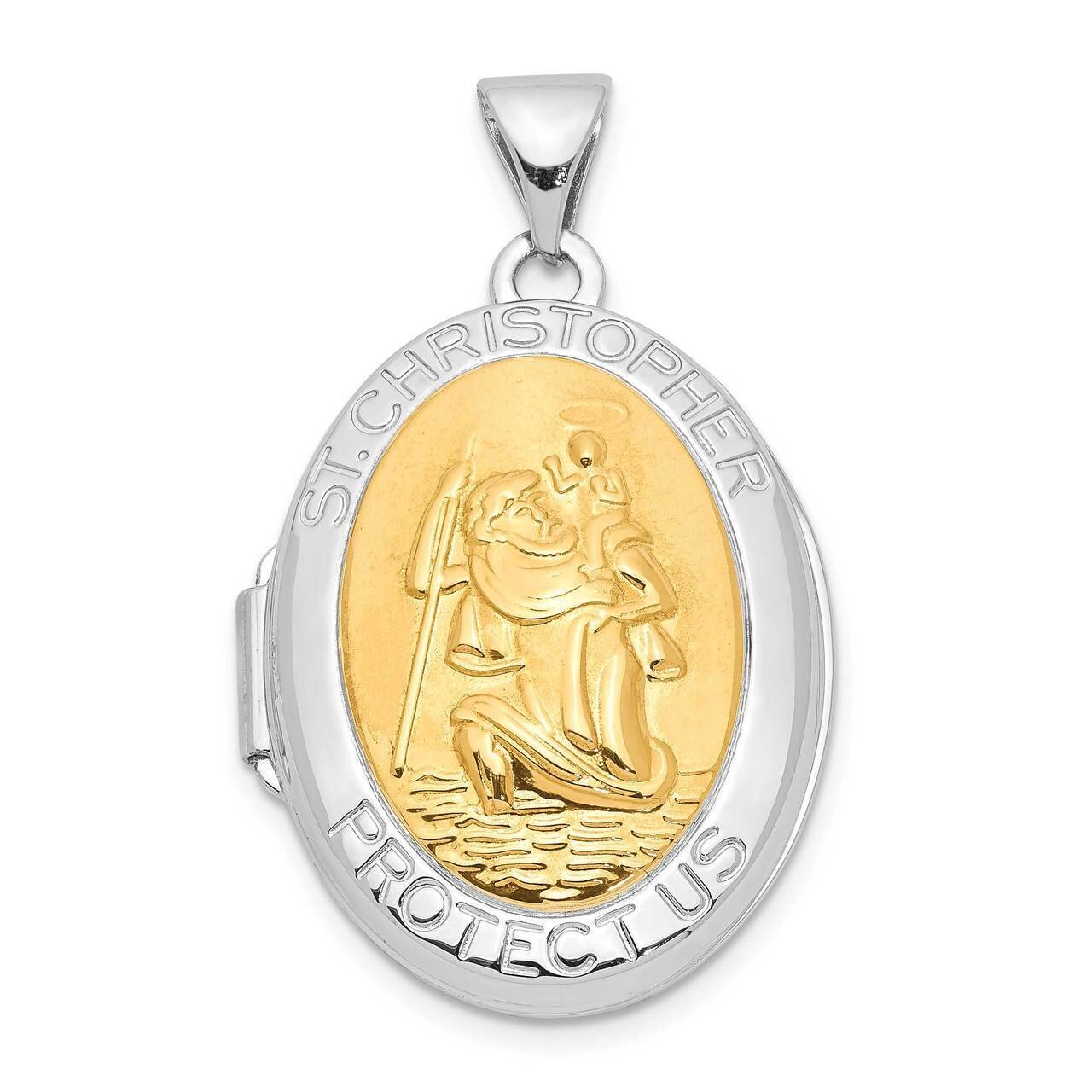 Yellow Rhodium 23mm Saint Christopher Locket Sterling Silver QLS934, MPN: QLS934, 886774093550