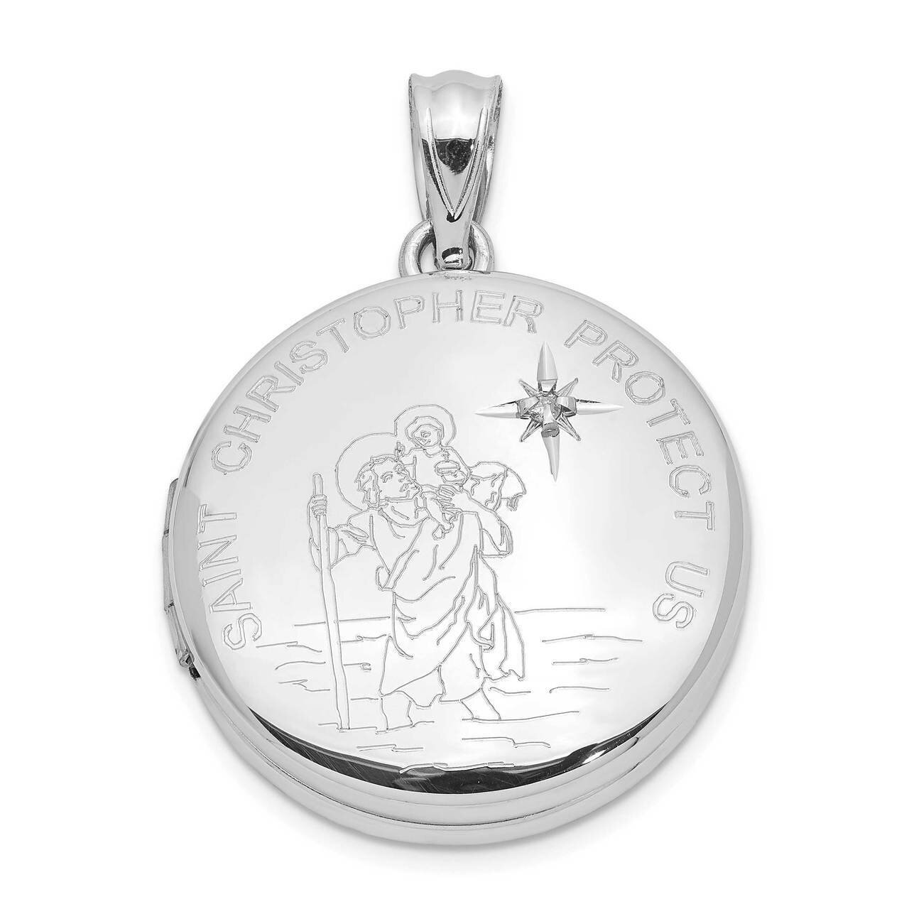 20mm Diamond Polished Saint Christopher Round Locket Sterling Silver QLS938, MPN: QLS938, 886774094…