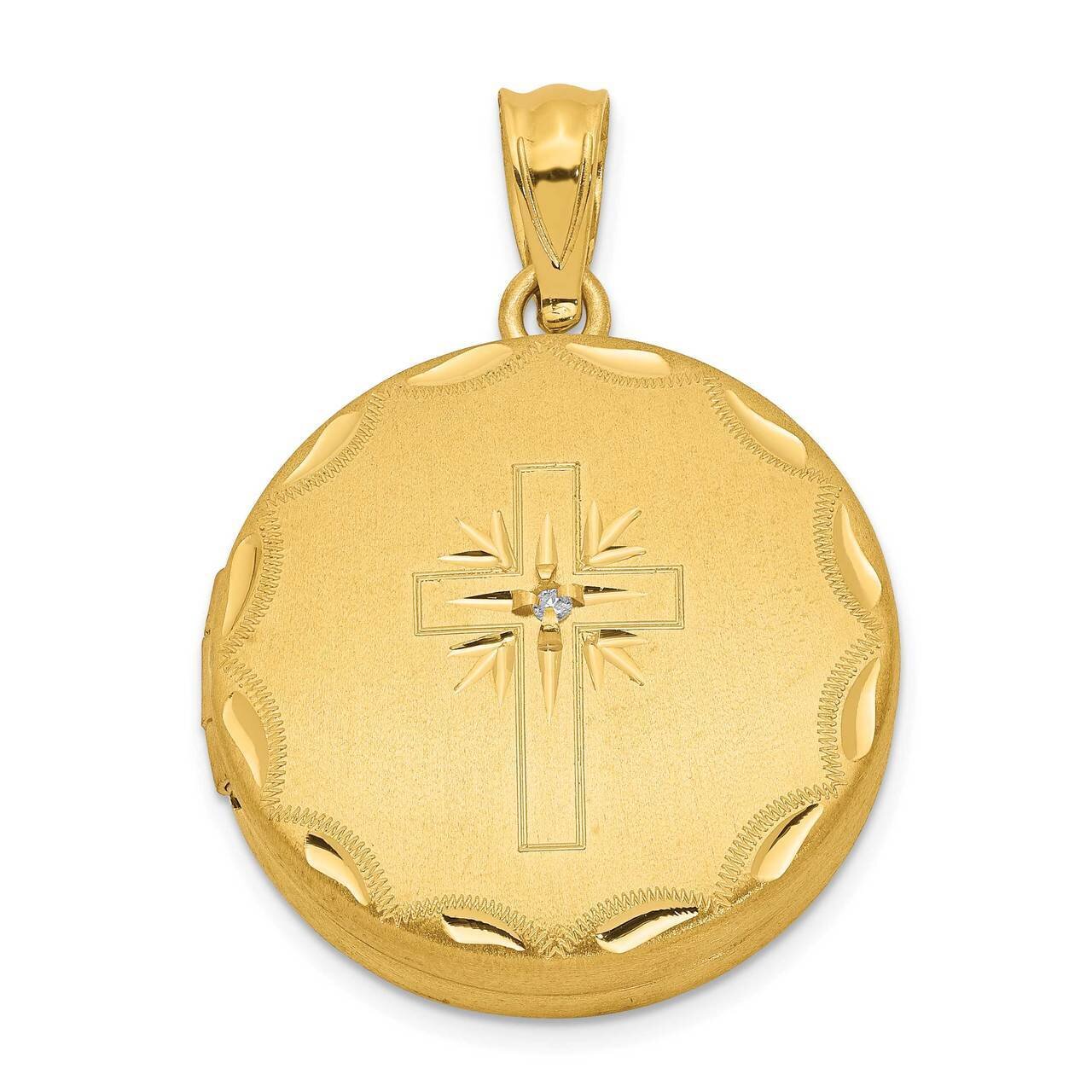 20mm Gold-plated Brushed/Polished Diamond Cross Locket Sterling Silver QLS941