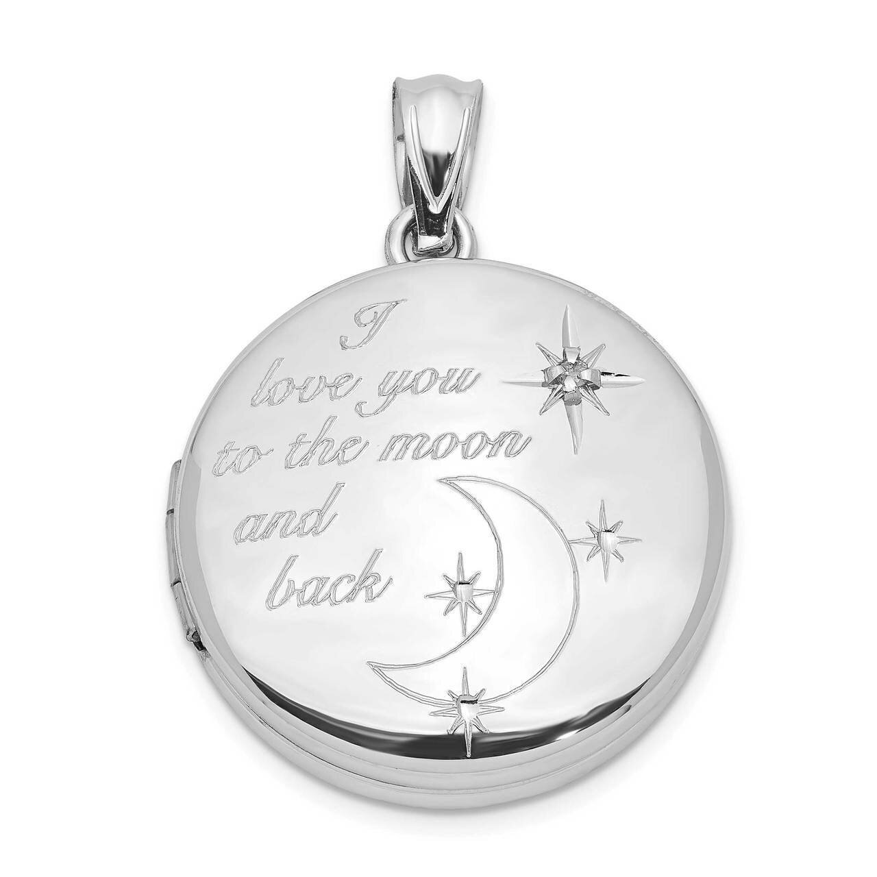20mm Diamond I Love You To The Moon and Back Round Locket Sterling Silver QLS962