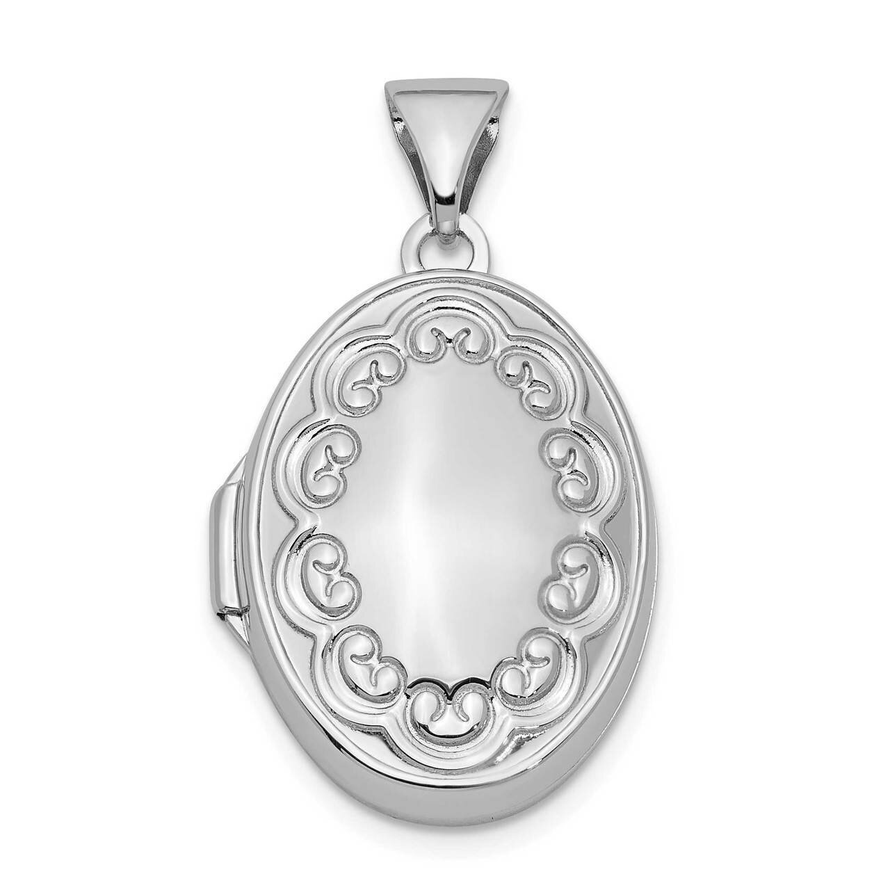 17mm Scrolled Oval Locket Sterling Silver Rhodium-plated QLS968