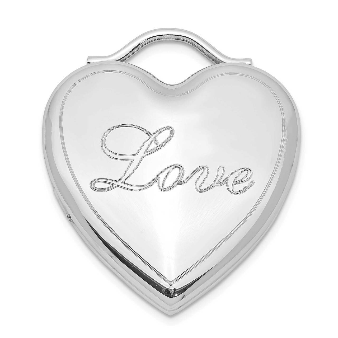 Polished & Brushed Love Heart Locket Sterling Silver Rhodium-plated QLS992