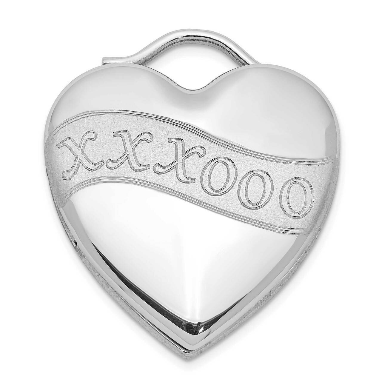 Brushed & Polished XXXOOO Heart Locket Sterling Silver Rhodium-plated QLS998
