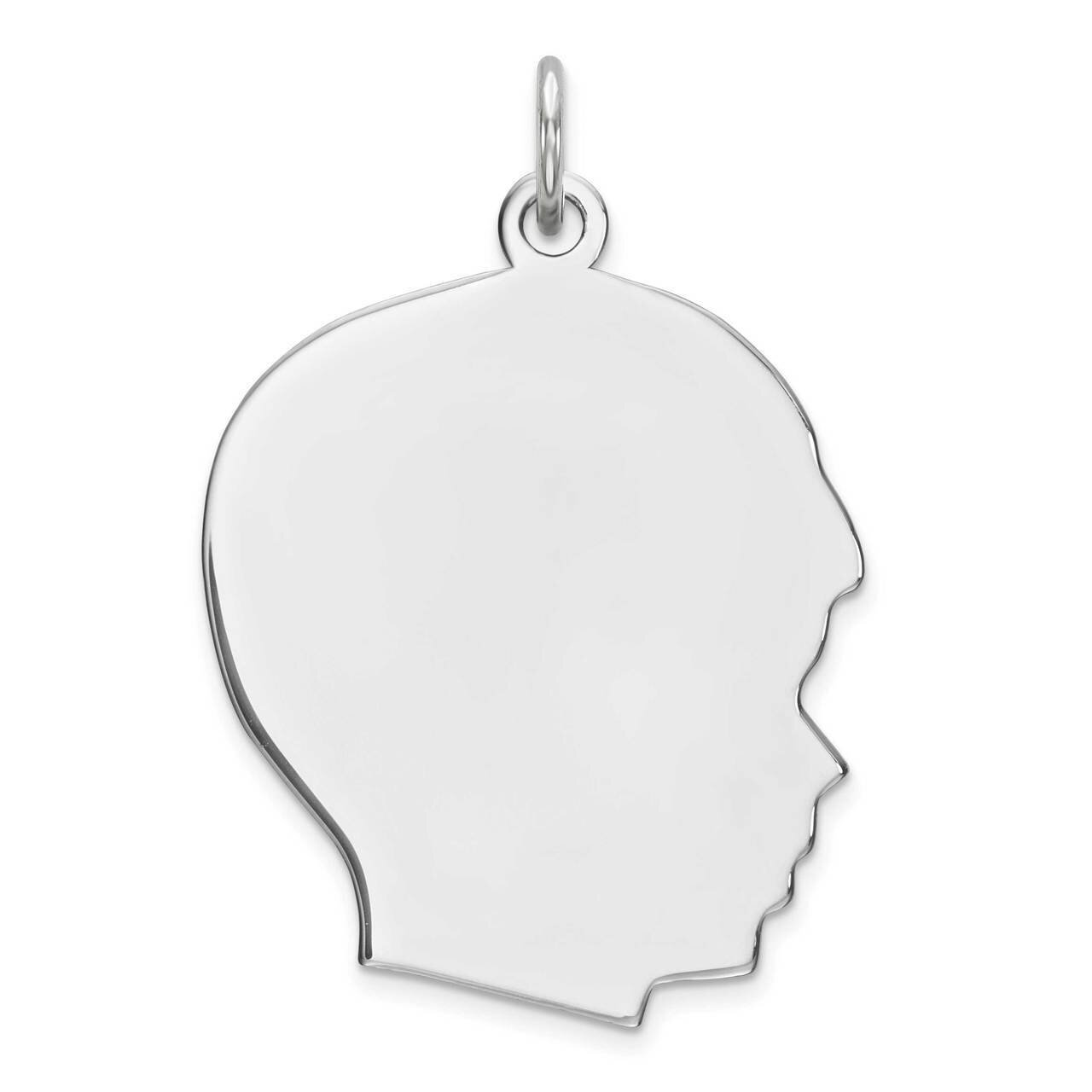 Engraveable Boy Polished Front Satin Back Disc Charm Sterling Silver Rhodium Plated QM364