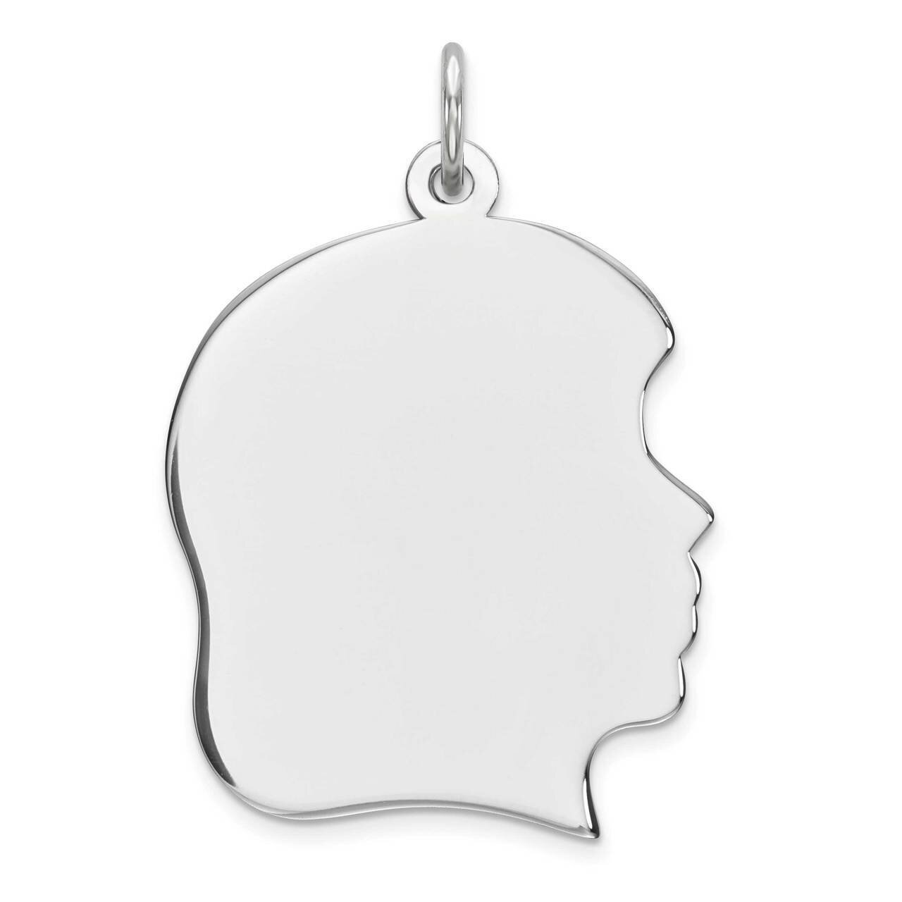 Engraveable Girl Polished Front Satin Back Disc Charm Sterling Silver Rhodium Plated QM365