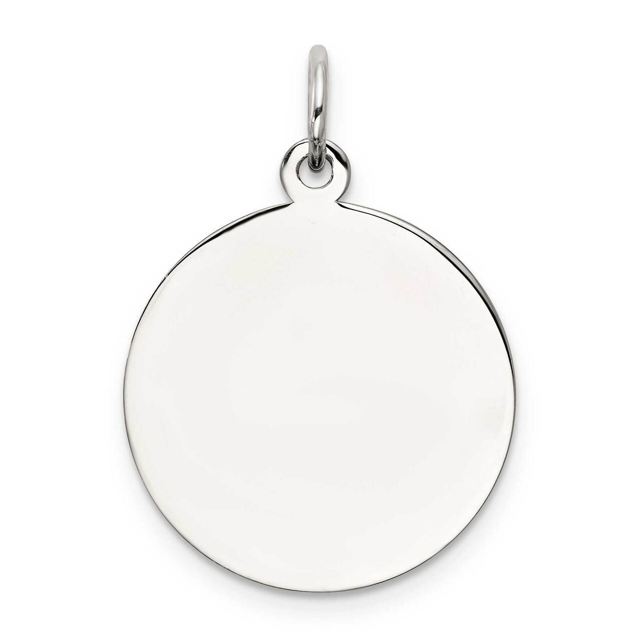 Engraveable Round Polished Front/Satin Back Disc Charm Sterling Silver QM371