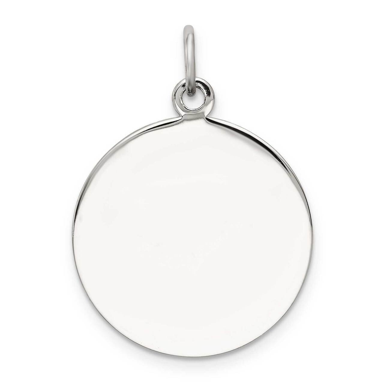 Engraveable Round Polished Front/Satin Back Disc Charm Sterling Silver QM372