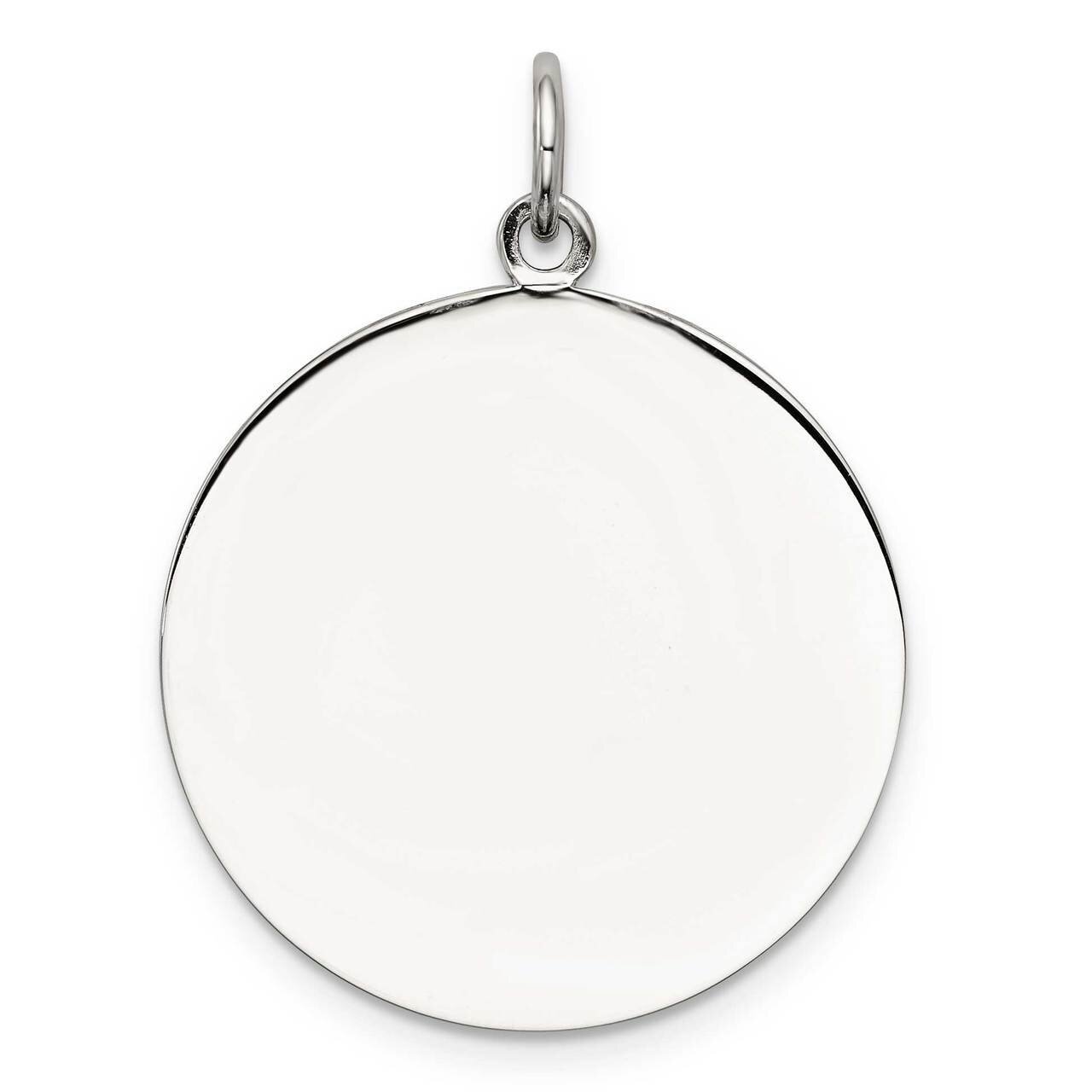 Engraveable Round Polished Front/Satin Back Disc Charm Sterling Silver QM373