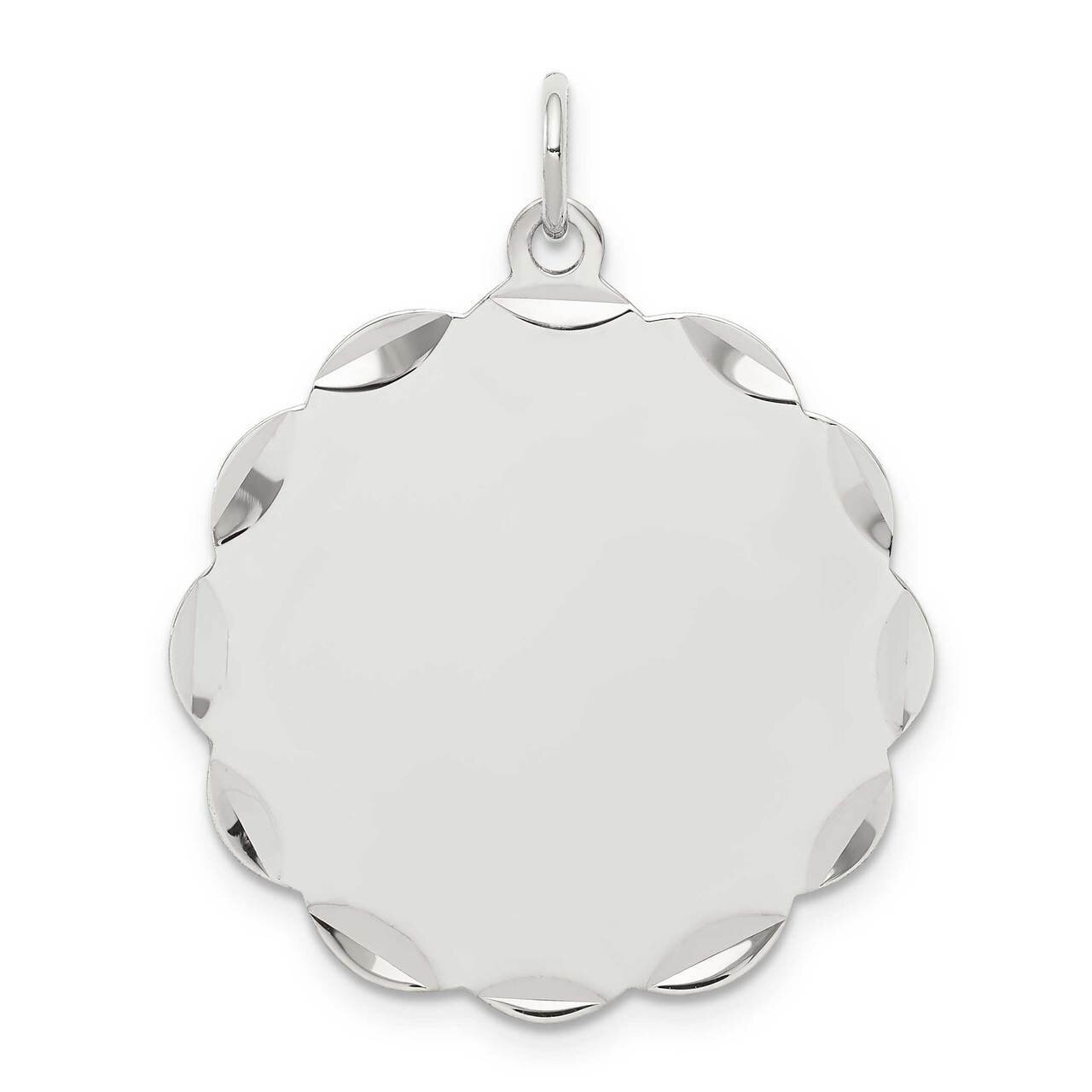 Engraveable Polished Front/Satin Back Disc Charm Sterling Silver Rhodium-plated QM412
