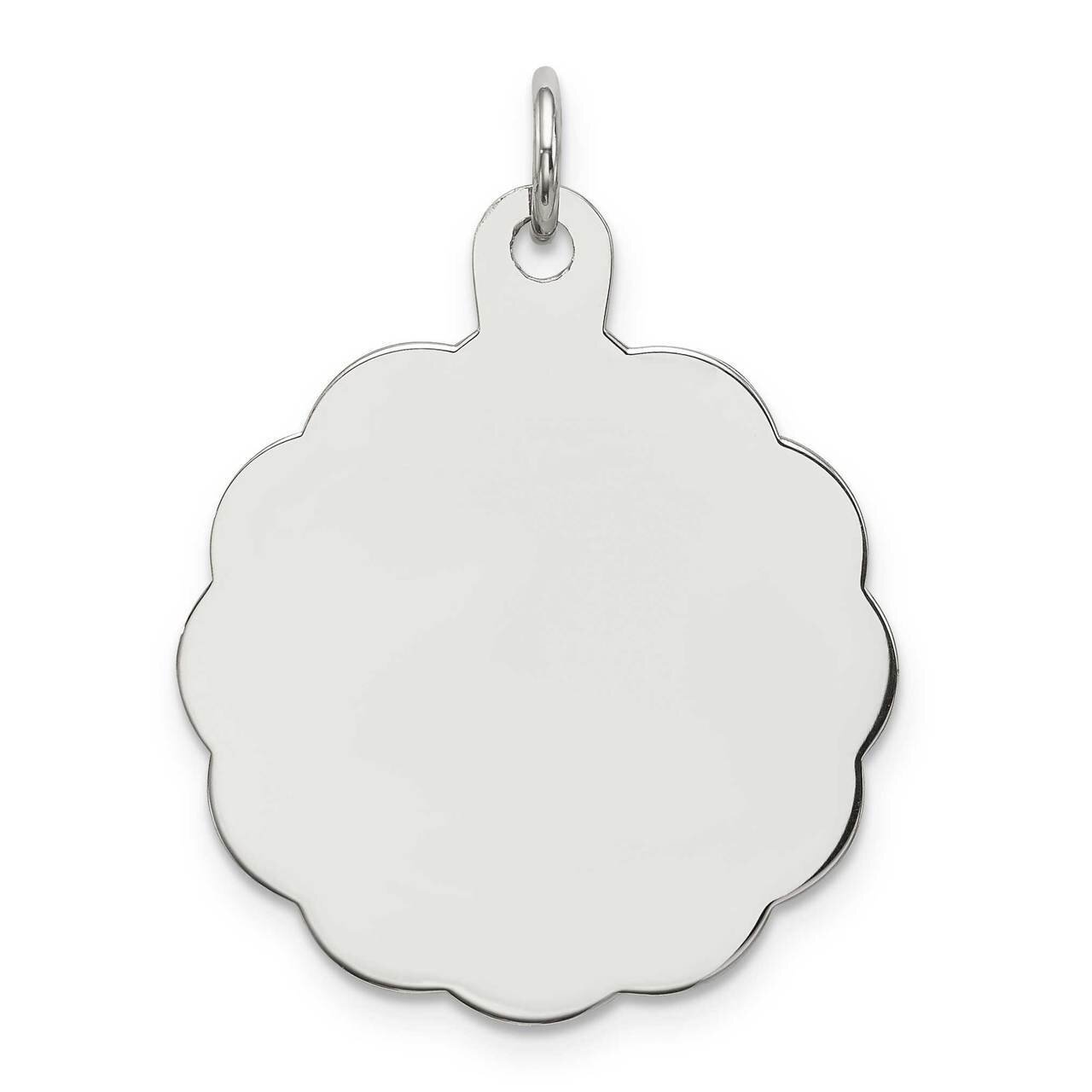 Engraveable Polished Front/Satin Back Disc Charm Sterling Silver Rhodium-plated QM416