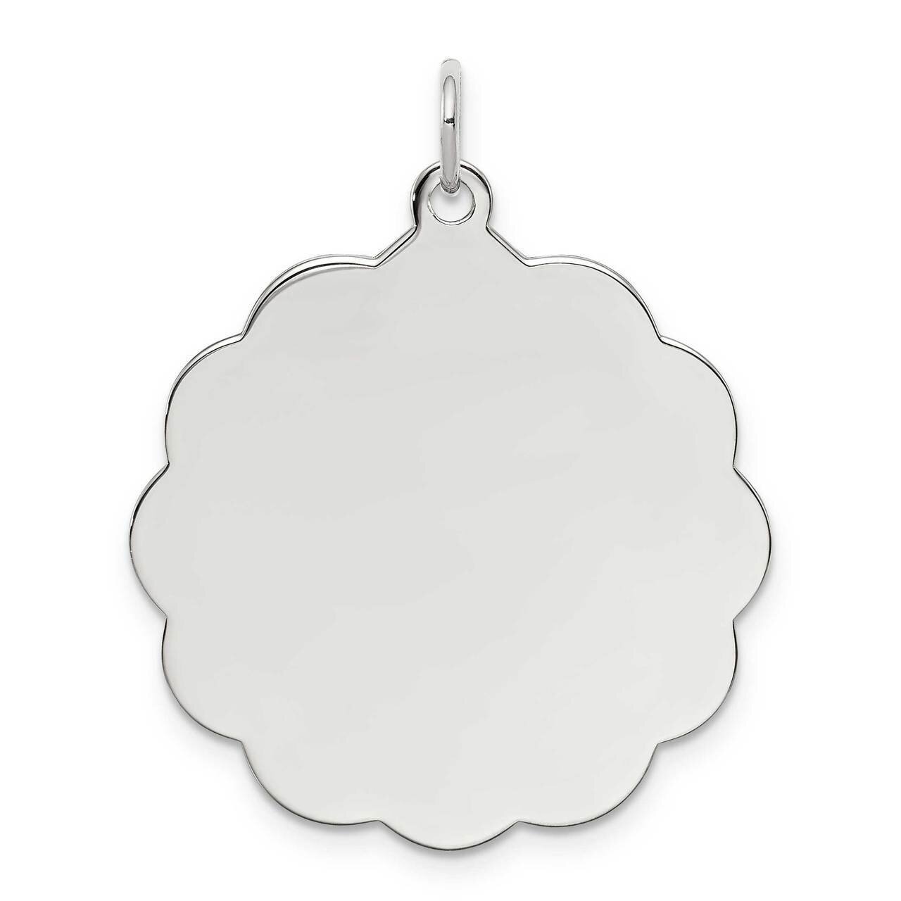 Engraveable Polished Front/Satin Back Disc Charm Sterling Silver Rhodium-plated QM417