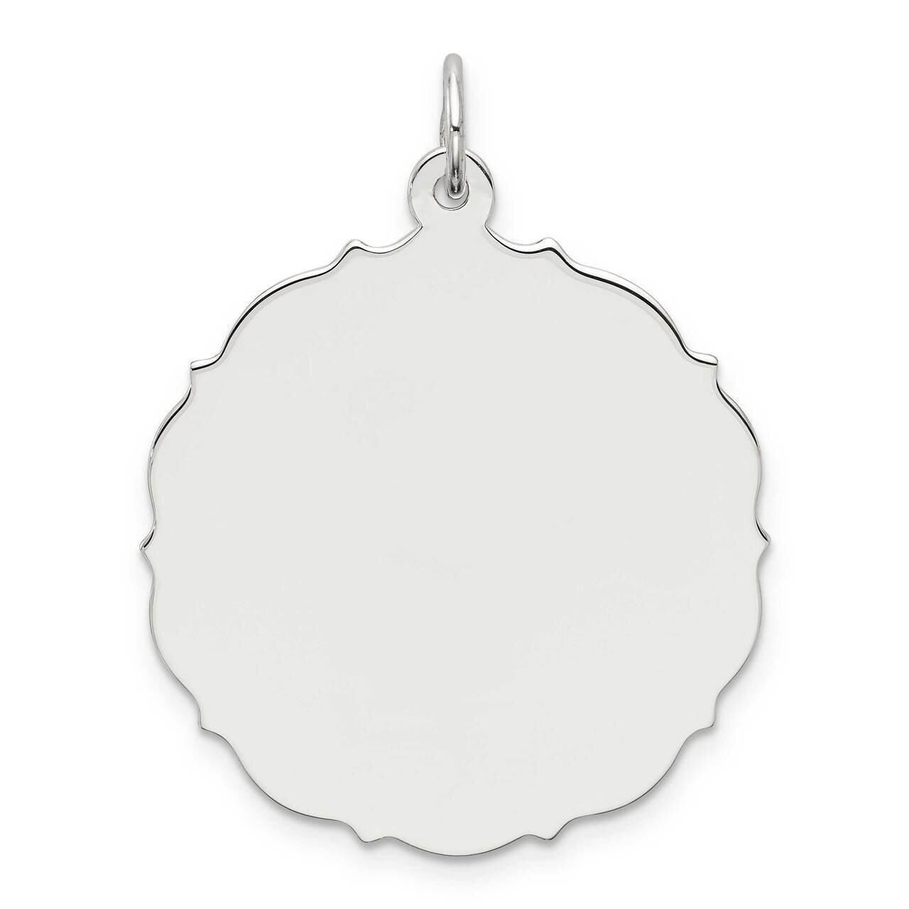 Engraveable Polished Front/Satin Back Disc Charm Sterling Silver Rhodium-plated QM437