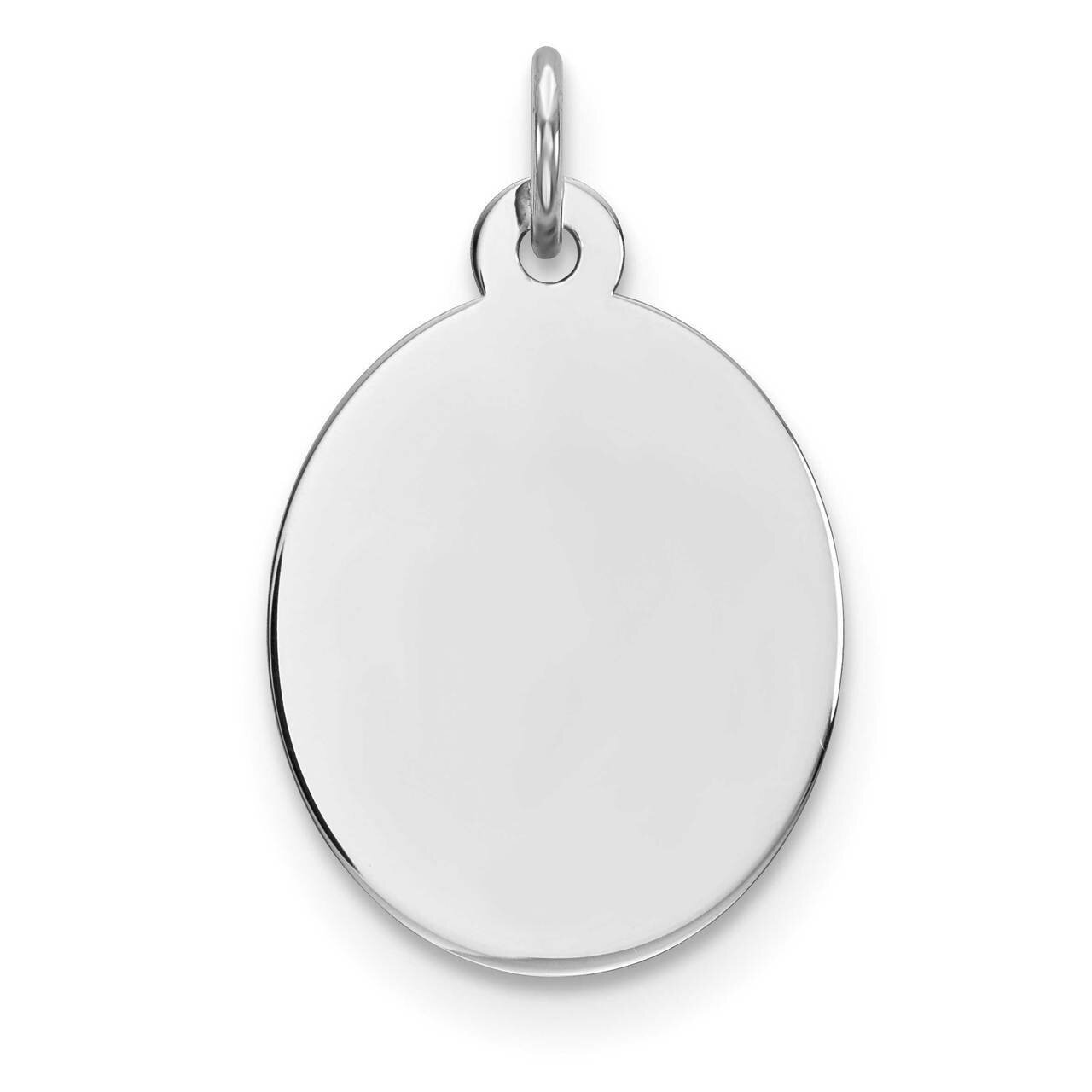 Engravable Oval Polish Front/Satin Back Disc Charm Sterling Silver Rhodium Plated QM516