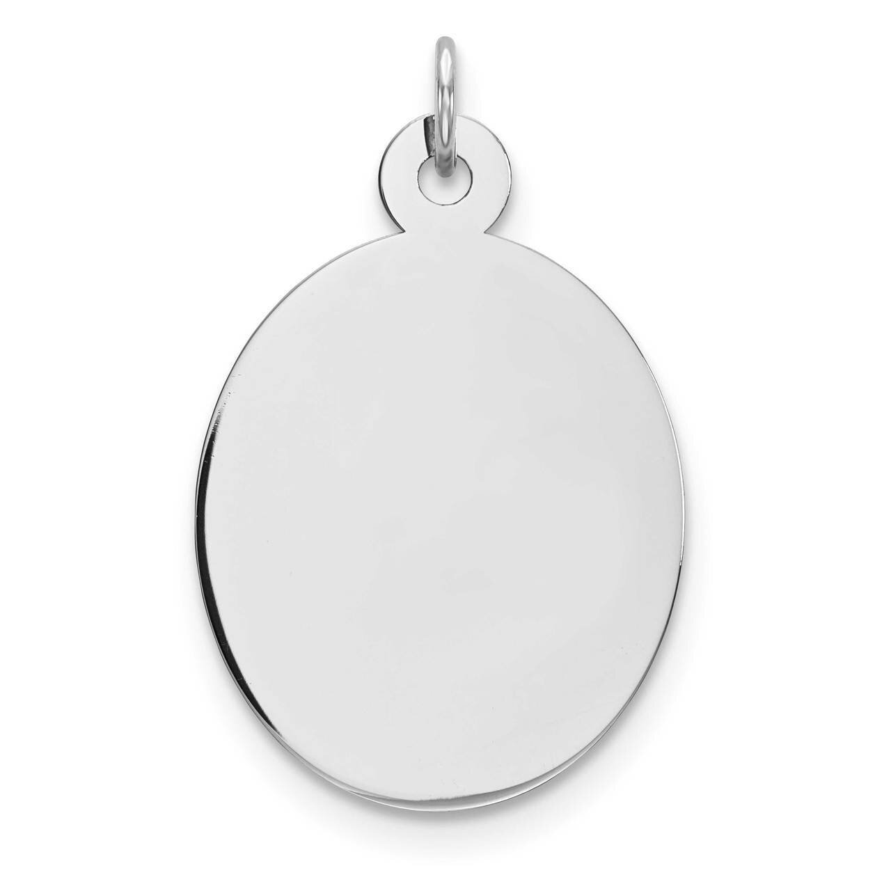 Engravable Oval Polish Front/Satin Back Disc Charm Sterling Silver Rhodium Plated QM517