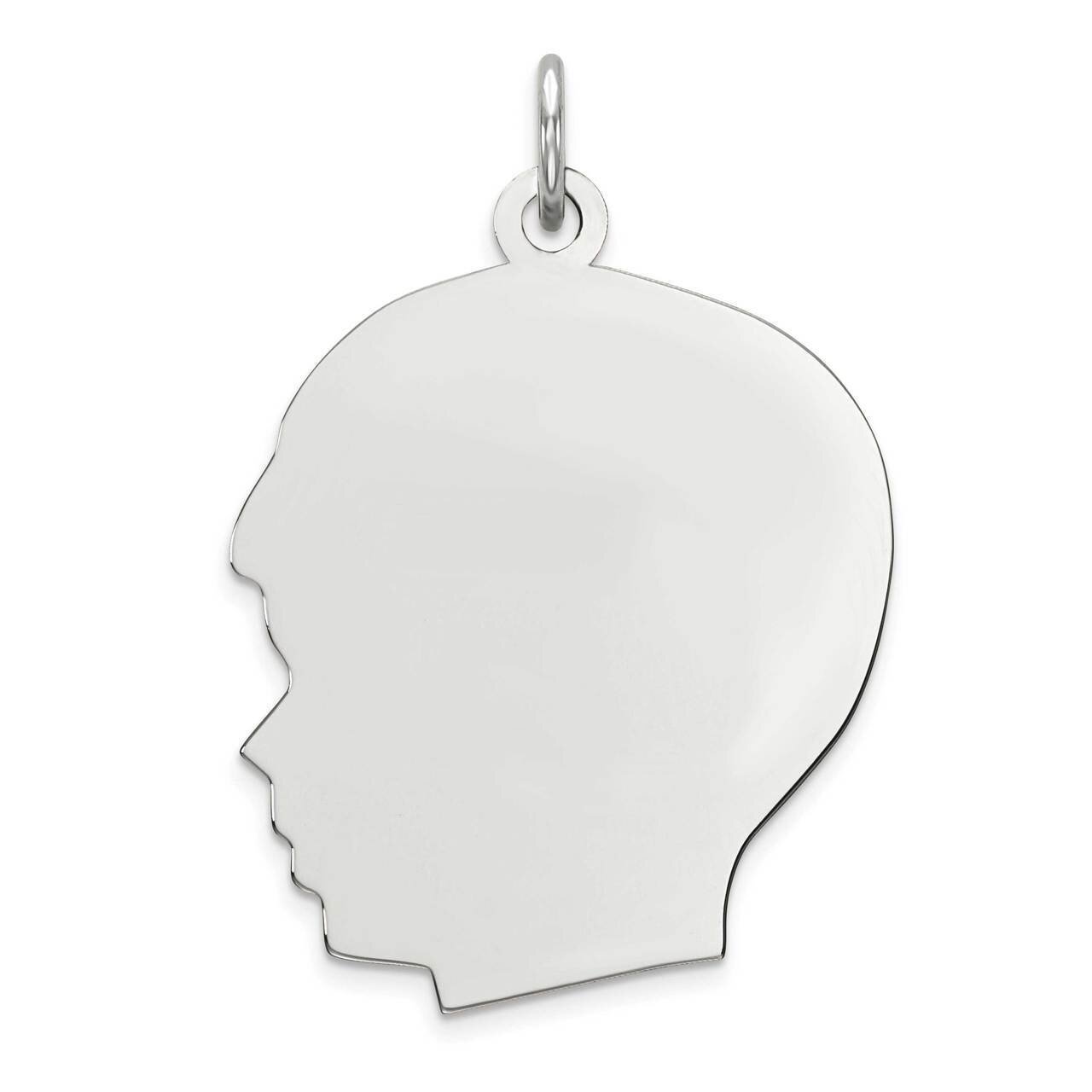 Engravable Boy Polished Front & Back Disc Charm Sterling Silver Rhodium Plated QM521