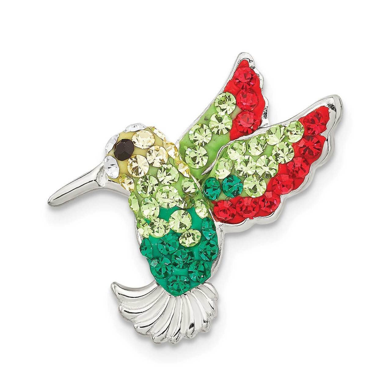 Multi-colored Preciosa Crystal Hummingbird Pin Sterling Silver QP5040