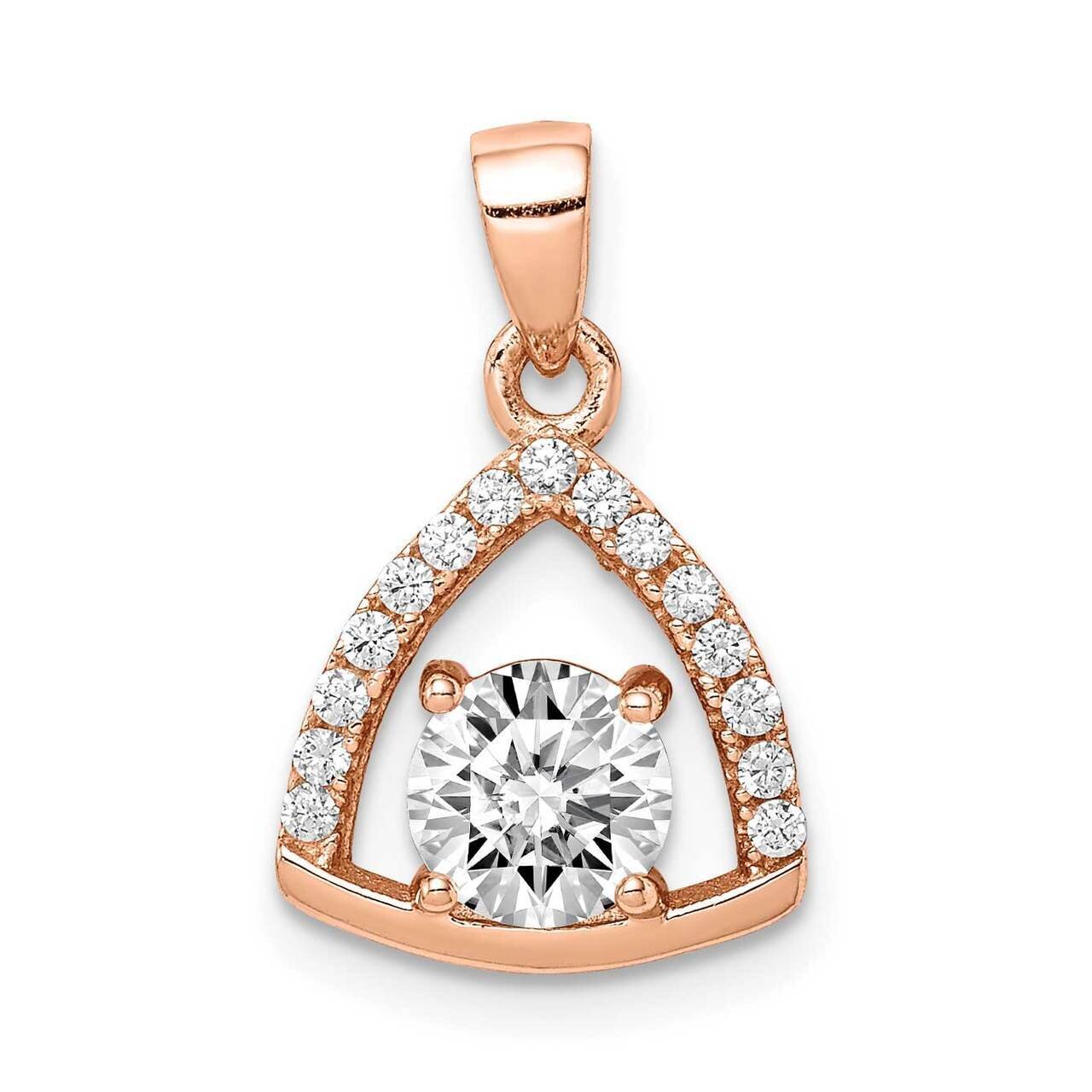 Triangle CZ Diamond Pendant Sterling Silver Rose-tone QP5049, MPN: QP5049, 883957823669